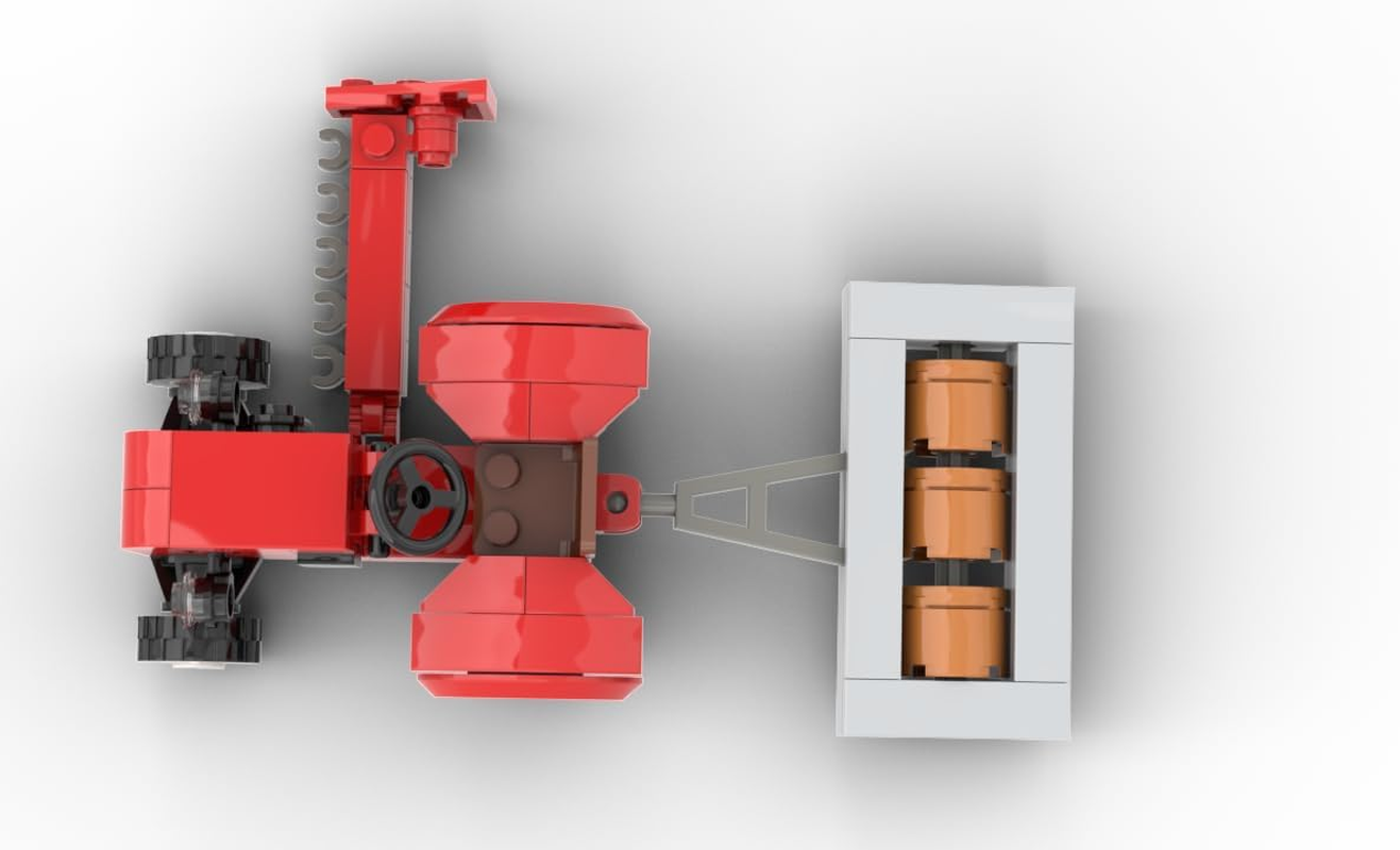 Kiddicraft KC1113 Red Tractor with Roller and Cutting Bar - Clamping Blocks image number 2