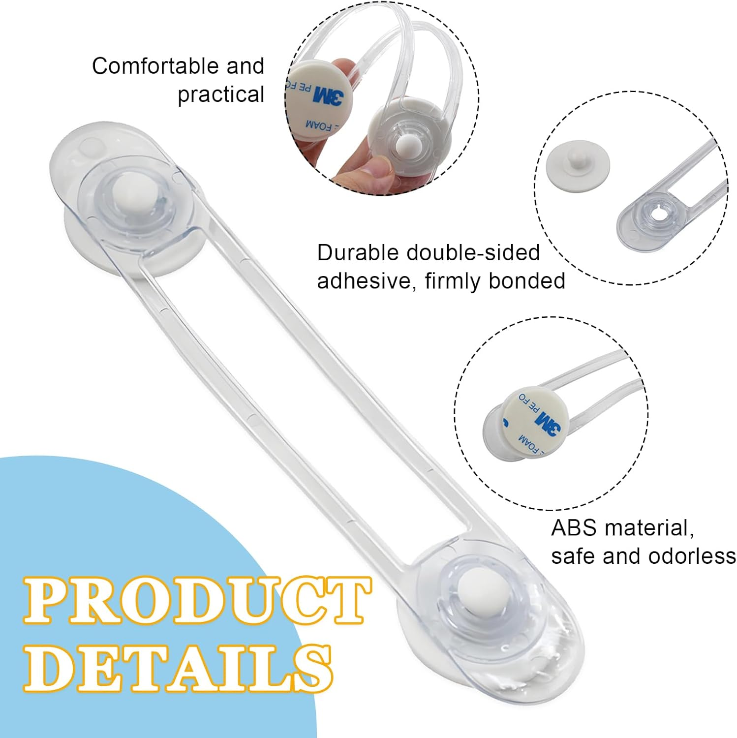 20Pcs 11Cm 16.5Cm Child Safety Cabinet Locks, Baby Drawer Locks with 3M Adhesive Pads Child Safety Locks for Cabinets and Drawers Baby Proofing Latches to Drawer Door Fridge image number 6