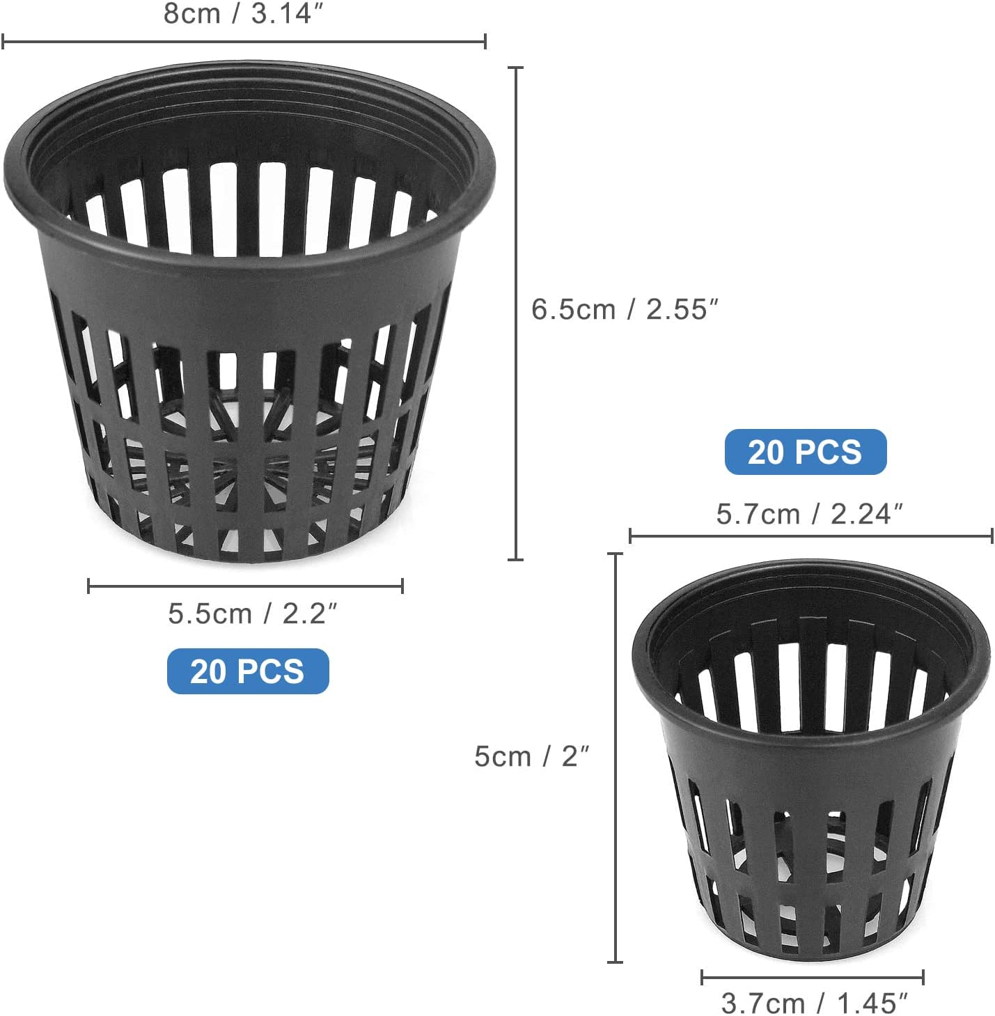 Awpeye 40 Pack 3" 2" Net Cup Pots, Plastic Lightweight Economy Net Pots for Hydroponics - Indoor or Outdoor Growing image number 3