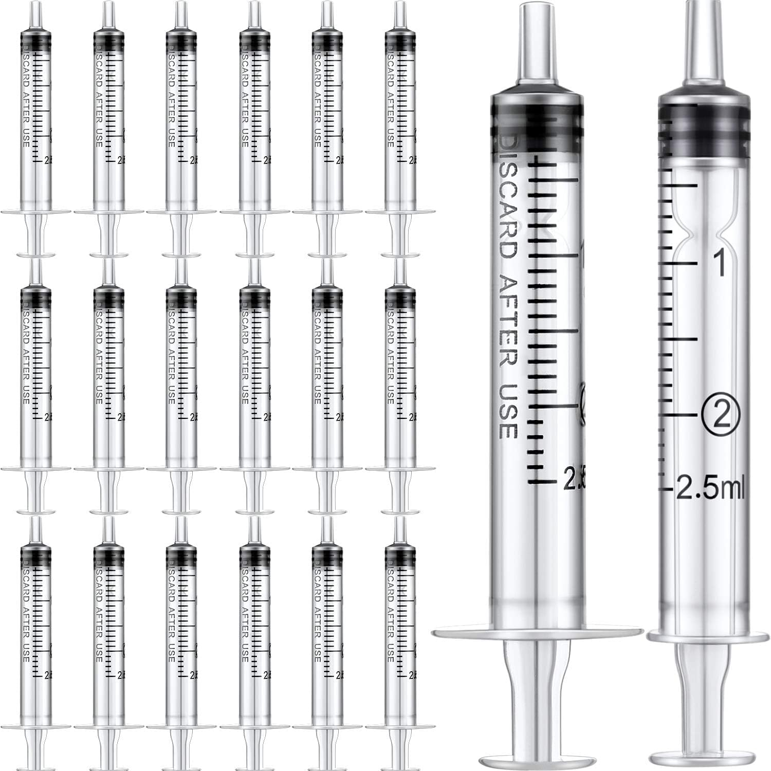 50PCS 2Ml Bulk Plastic Syringes without Needle with Measuring Device for Science Lab, Feeding Pets, Liquid Measurement, Industrial,Individually Sealed image number 3