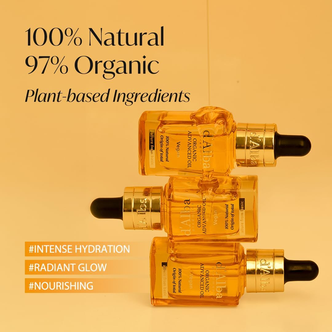 D'Alba Organic Advanced Oil, 100% Vegan Plant-Based Ingredients, Hydrating Korean Skin Care (17Ml) image number 5