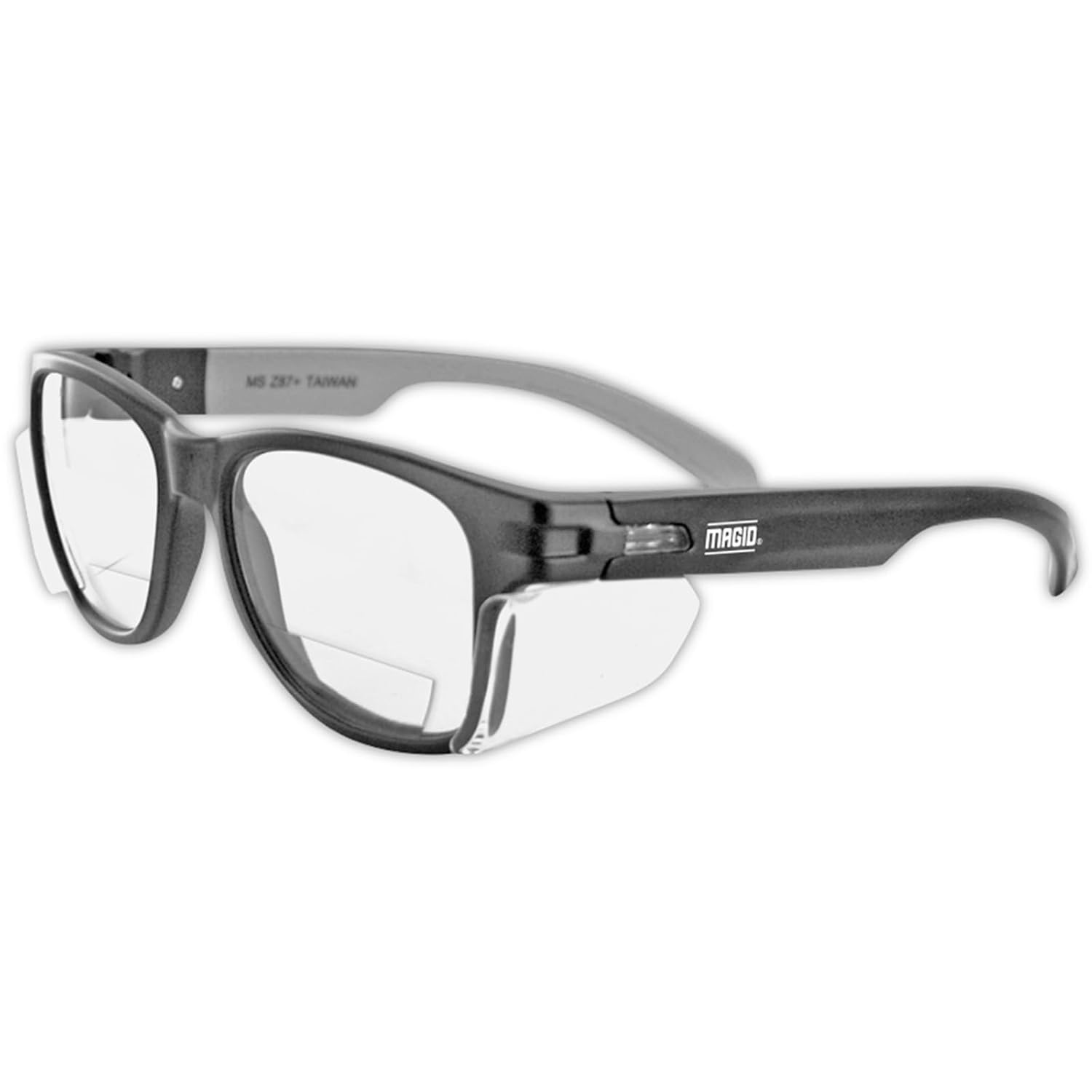 MAGID Iconic Y50 Design Series Safety Glasses with Side Shields | ANSI Z87+ Performance, Scratch & Fog Resistant, Reduce Eye Strain & Fatigue, Cloth Case Included, 1 Pair, Clear Lens, 1