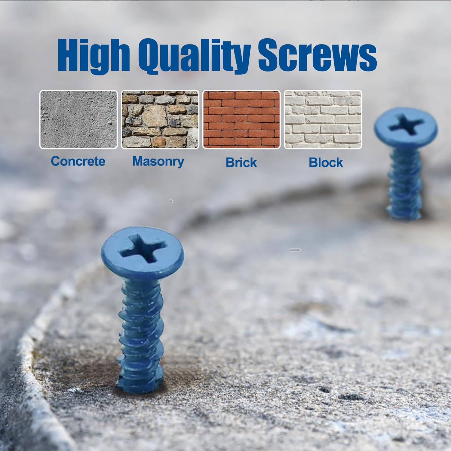 1/4&Prime;&times;2-1/4&Prime; (200Pcs) Flat Head Concrete Screw Anchor, Blue Screw, for Anchoring to Masonry, Block or Brick image number 5