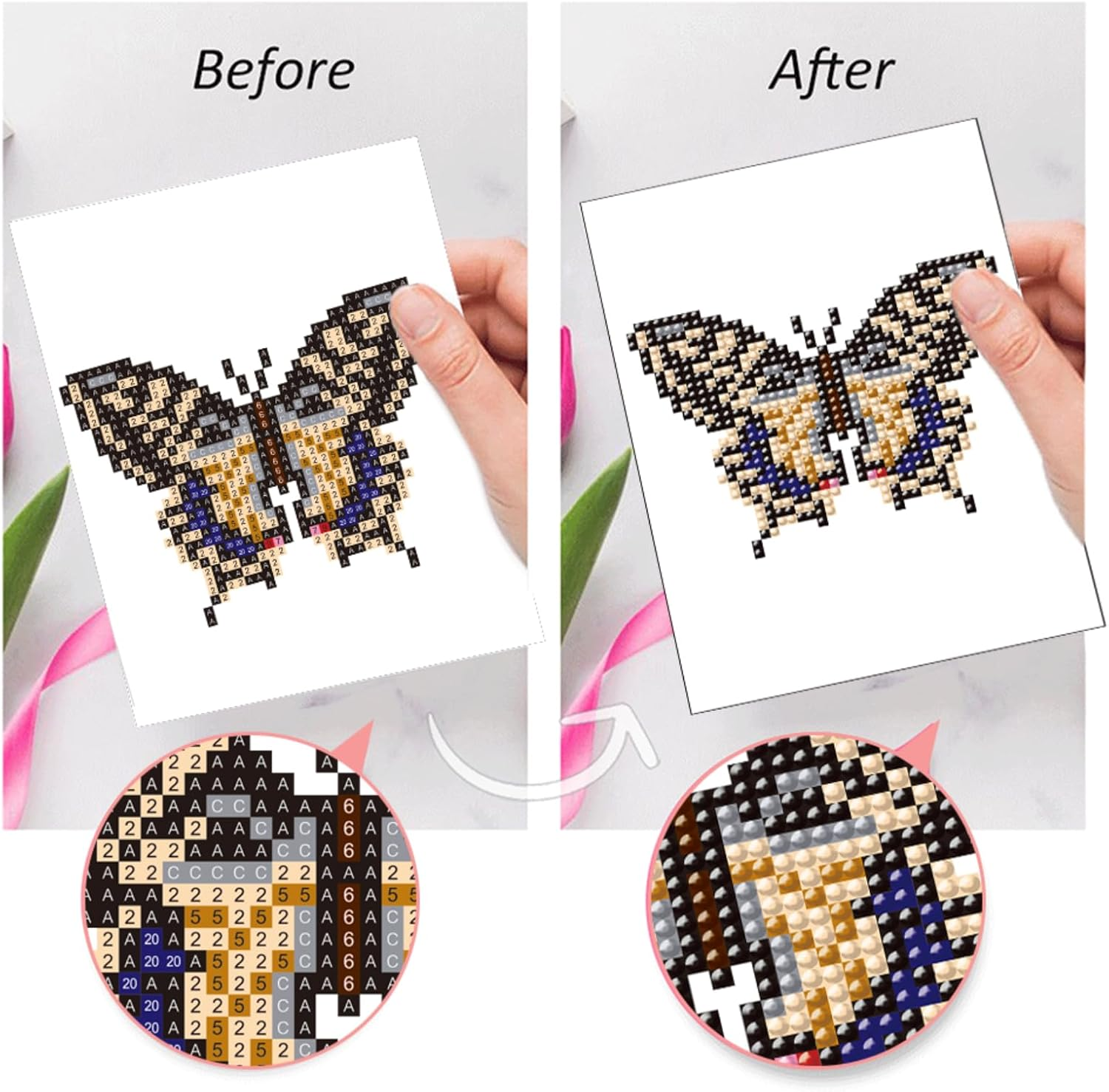 Haocy 12Pcs Small Flower Diamond Art Kits for Adults,Mini Flowers Diamond Painting Kits Quick Gem Art for Beginner,1-Hour Postcard-Style,Paint by Diamond Mosaic,Home Wall Decor (Butterfly) - Bird image number 5