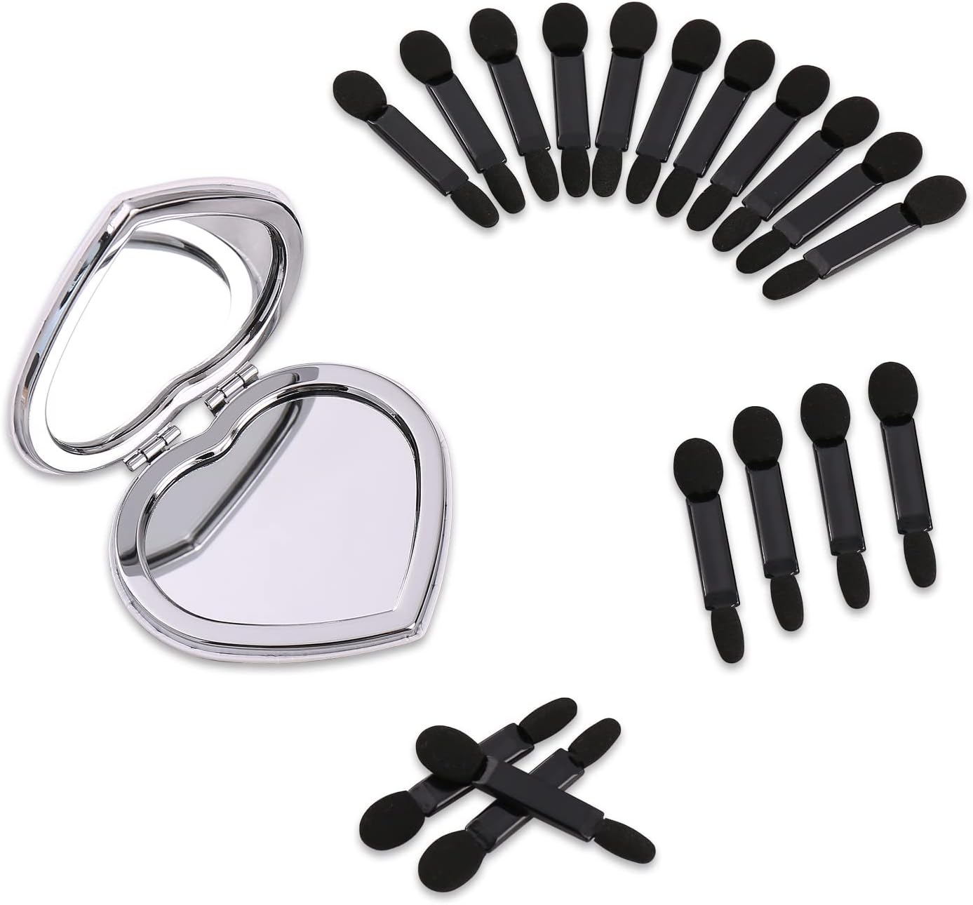 Deksias Disposable Dual Sided Eye Shadow Sponge Applicator Oval Tipped Eyeshadow Brushes Makeup Applicators (50PCS, Black)