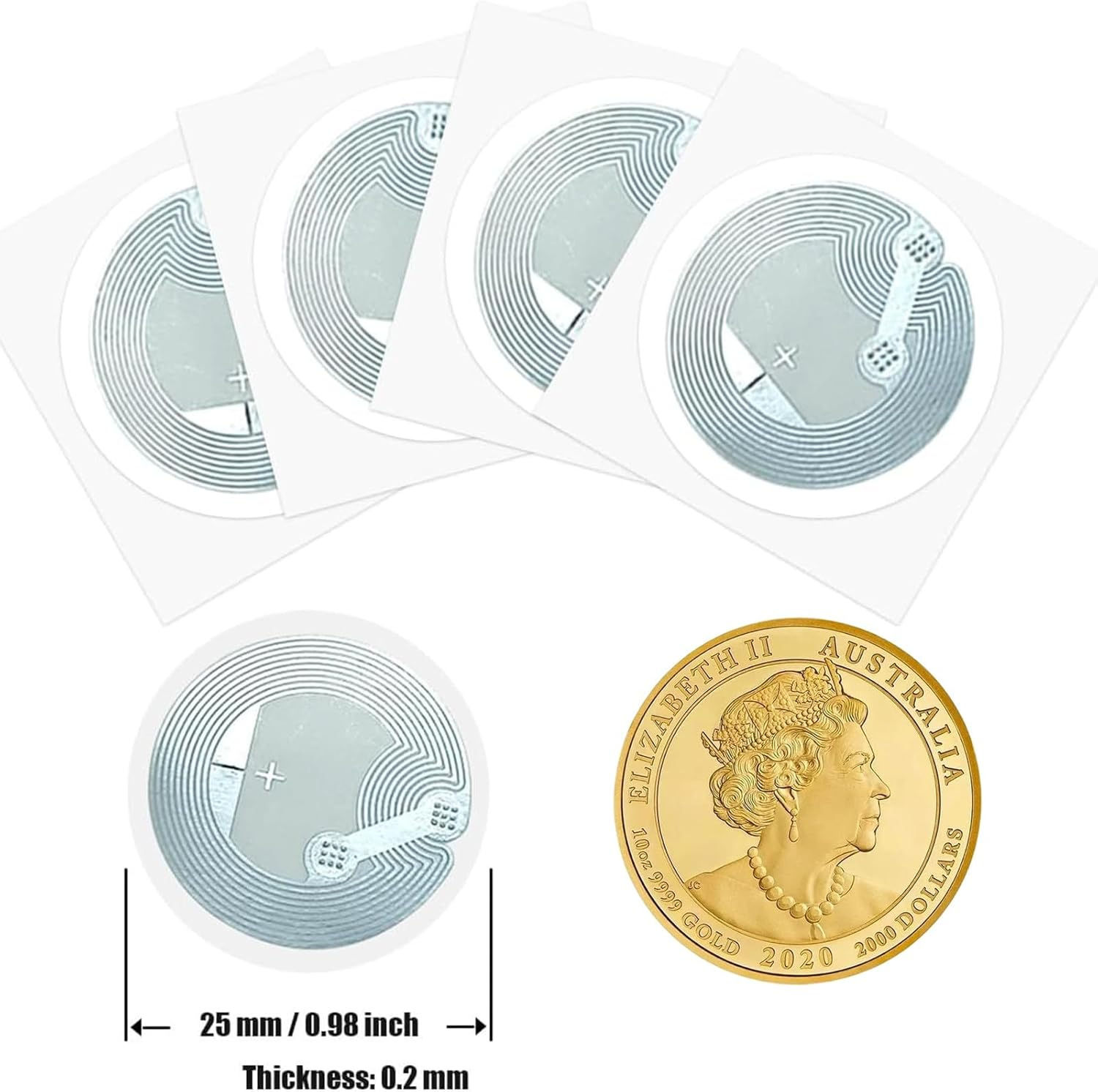 Supcomsta 50Pcs NFC Tags, NFC Stickers Ntag 215 NFC Tag, Compatible with Tagmo & Amiibo, NFC Tags Iphone/Android, Round, White image number 1