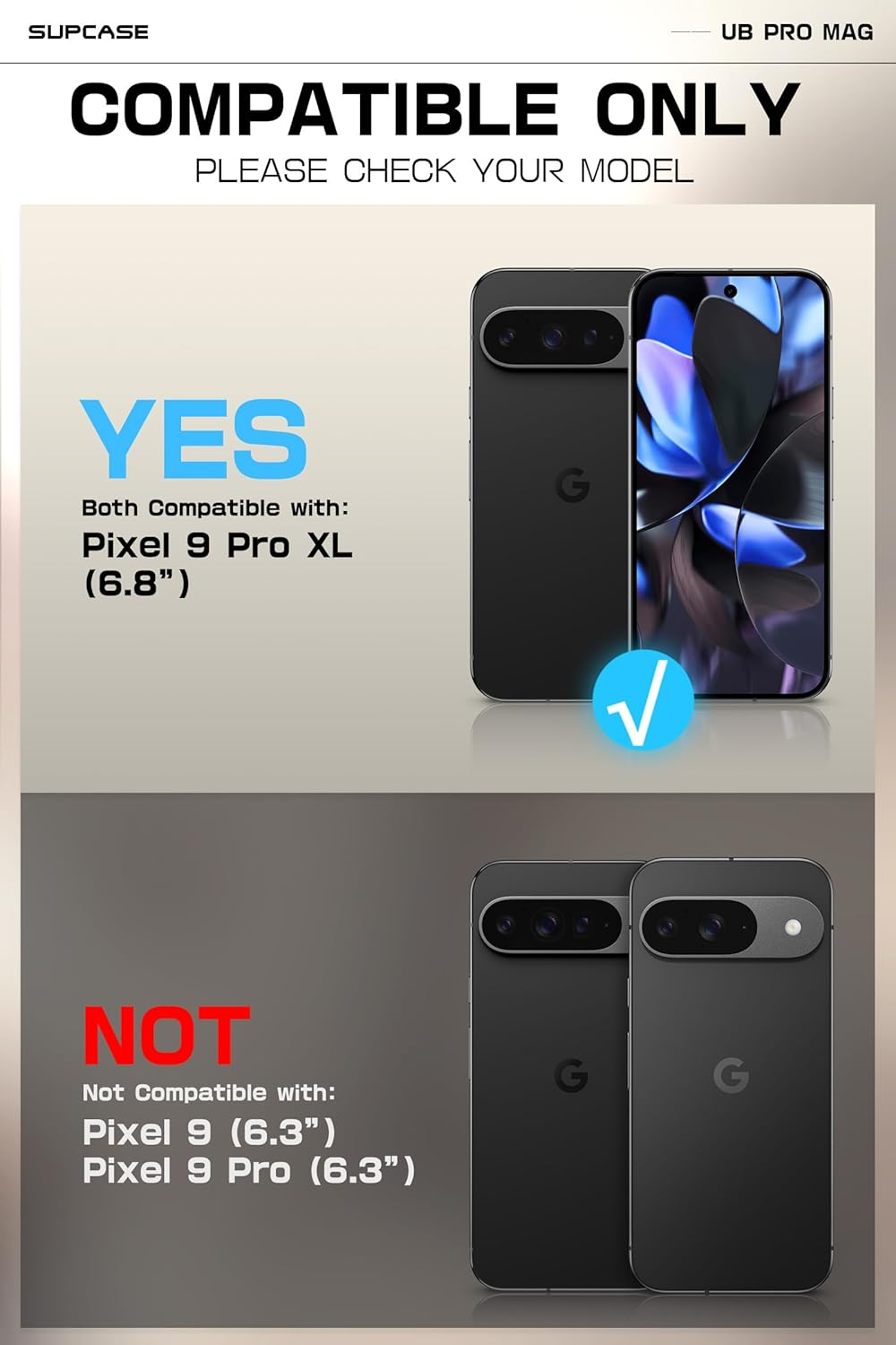 SUPCASE for Google Pixel 9 Pro XL Case with Stand (Ubpro Mag), [Support Magsafe] [Built-In Screen Protector & Belt Clip] [Military-Grade Protection] Magnetic Phone Case for Pixel 9 Pro XL, Black image number 5