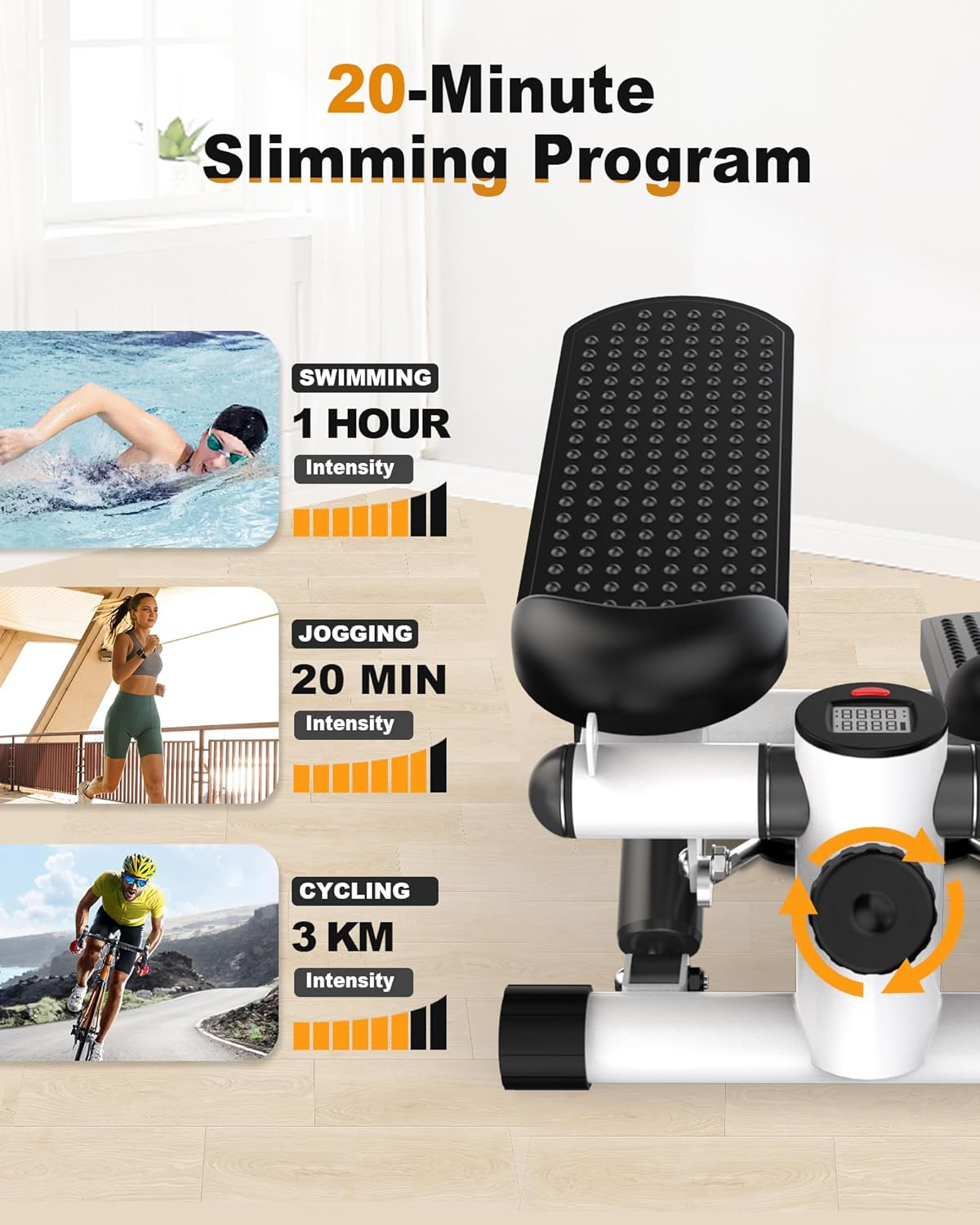 Yagud Steppers for Exercise at Home, Mini Stair Stepper with Resistance Bands, Portable under Desk Stepper Workout Step Machine 300 Lbs Weight Capacity image number 4