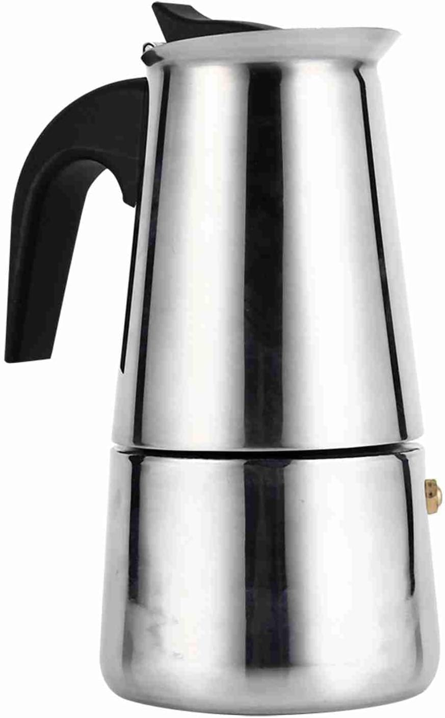 SOULONG Coffee Maker Moka Pot Espresso Maker Stainless Steel 100Ml/200Ml/300Ml/450Ml with Ergonomic Handle for Stove Induction Cooker (200Ml)