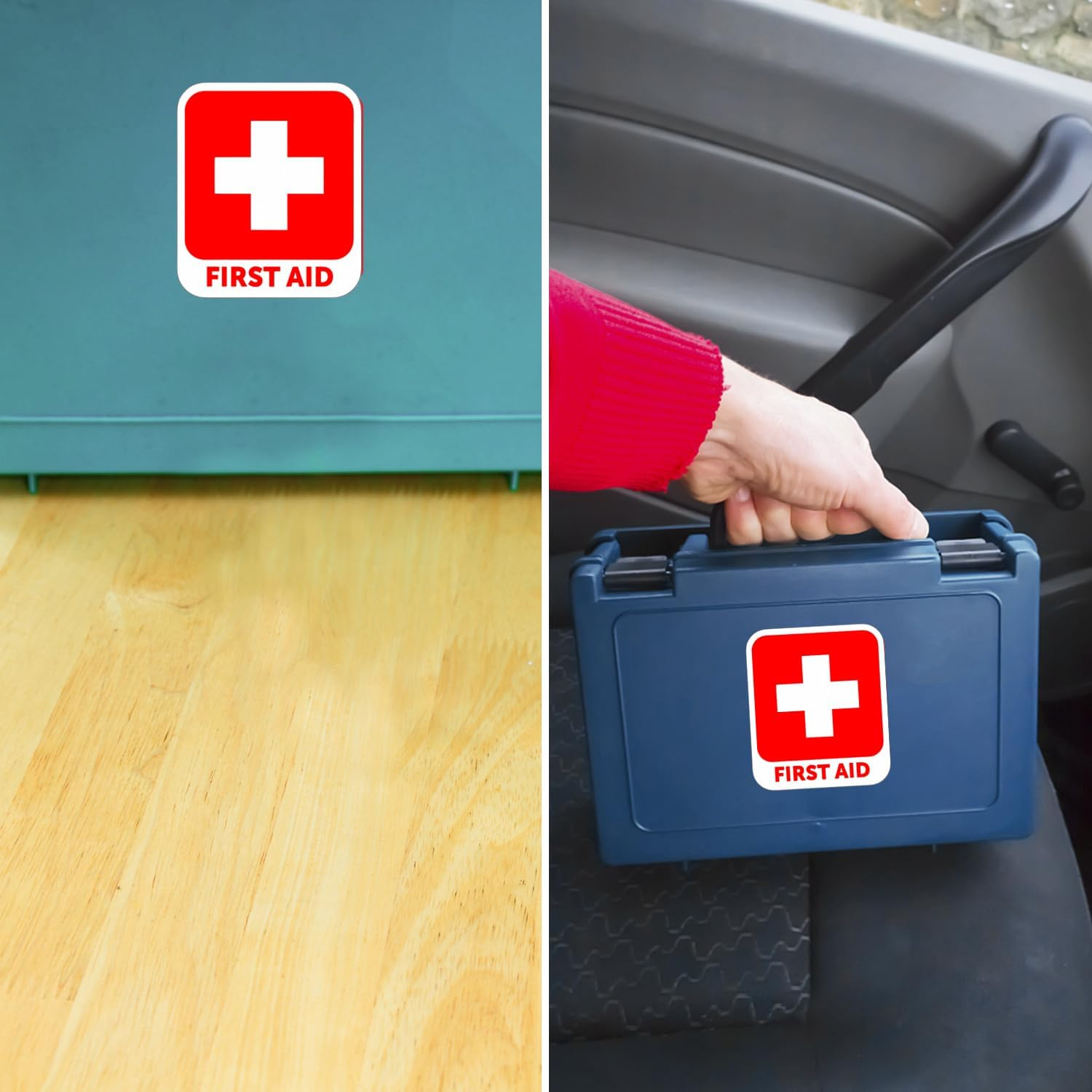 First Aid Sticker Vinyl Decal Safety Emergency EMT Self-Adhesive Shell and Stick Vinyl Stickers 4Pack (Red) image number 5