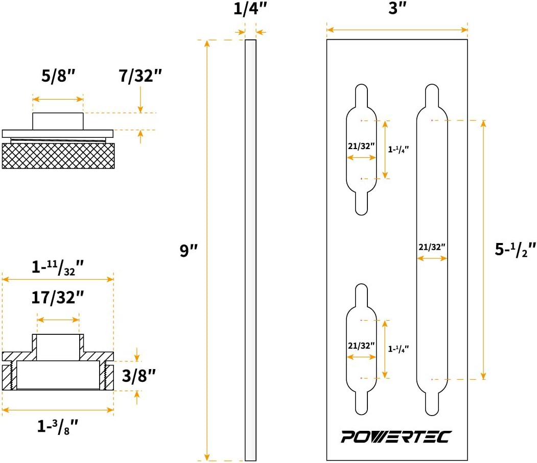 POWERTEC 71120V Clear 1/4" Thick Acrylic Picture-Hanging Keyhole Template for Routing Picture Frame and Woodworking, 1 PK image number 2