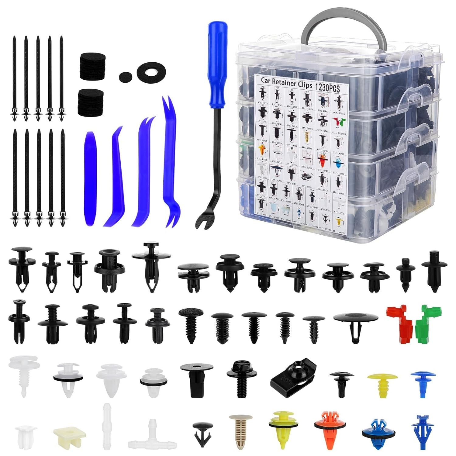 1365Pcs Car Push Retainer Clips Body Clips Plastic Fasteners Kit Fender Rivet Clips 44 Most Popular Sizes Nylon Auto Push Pin Rivets Set for Toyota GM Ford Honda Acura Chrysler,Blue image number 6