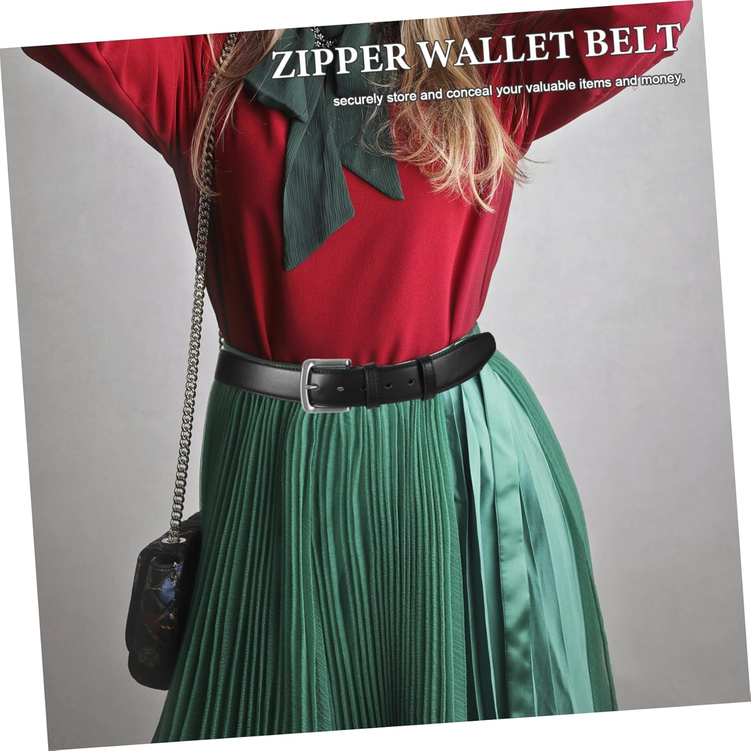 Totority Money Belt with Hidden Compartments Theft PU Wallet Belt for Men Black Travel Accessory Zipper for Valuables and Cash for Business Trips and Daily Use - Black image number 3