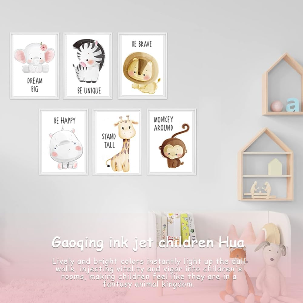 6 Pack Animal Painting,Nursery Wall Decor,Wall Hanging Painting,Unframed Cartoon Wall Murals,Art Print Wall Decoration,For Kids Living Room,Bedro image number 1