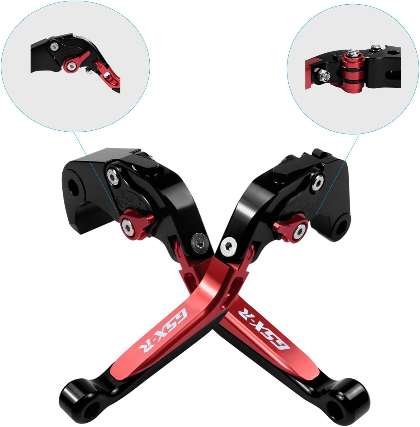 XIDAODIT Motorcycle Clutch Lever Adjustable Handlebars Brake and Clutch Levers Set for Suzuki GSXR 600 GSXR 750 GSXR 1000 （Red） - Red image number 3
