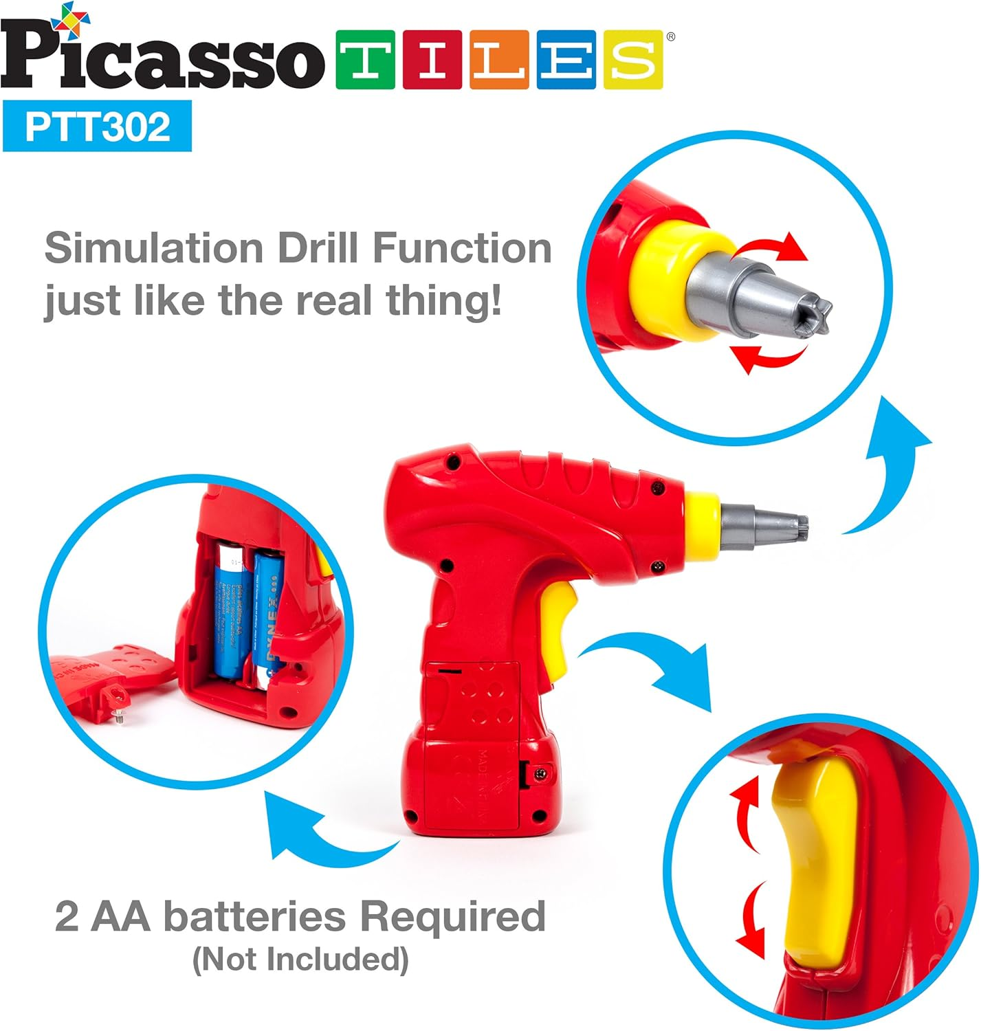 Picassotiles Take-A-Part Race Car Set with LED, Engine Sound, Mini Electric Power Tool Reversible Drill, Screws Included PTT302 2-In-1 DIY Construction Build Your Own 30Pc Racing Car S.T.E.A.M. Kit image number 3