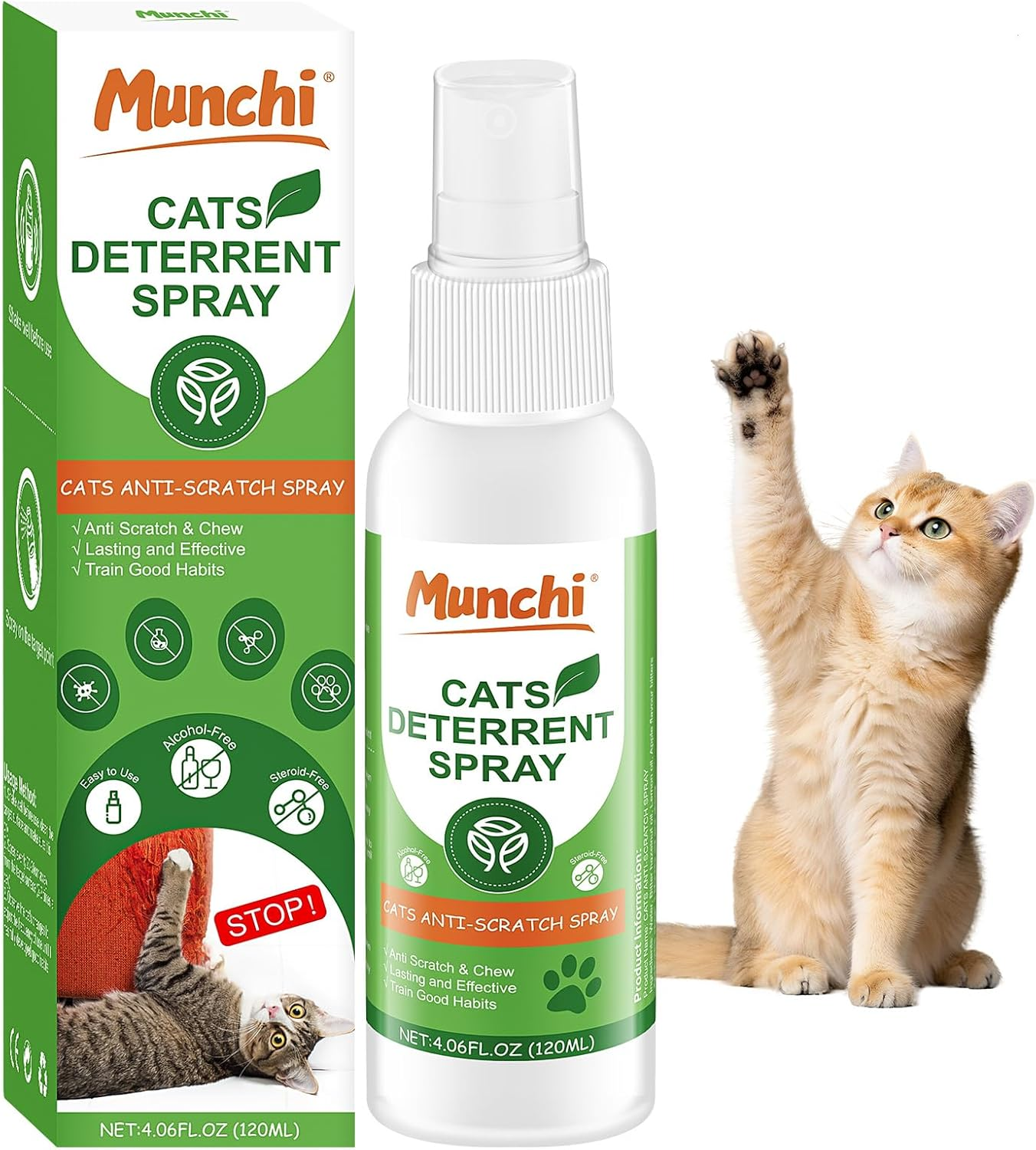 Cat Scratch Deterrent Spray,Natural Cat Repellent Spray for Furniture Indoor & Outdoor, No Scratch Training Aid,Prevent Scratching, Digging & Chewing