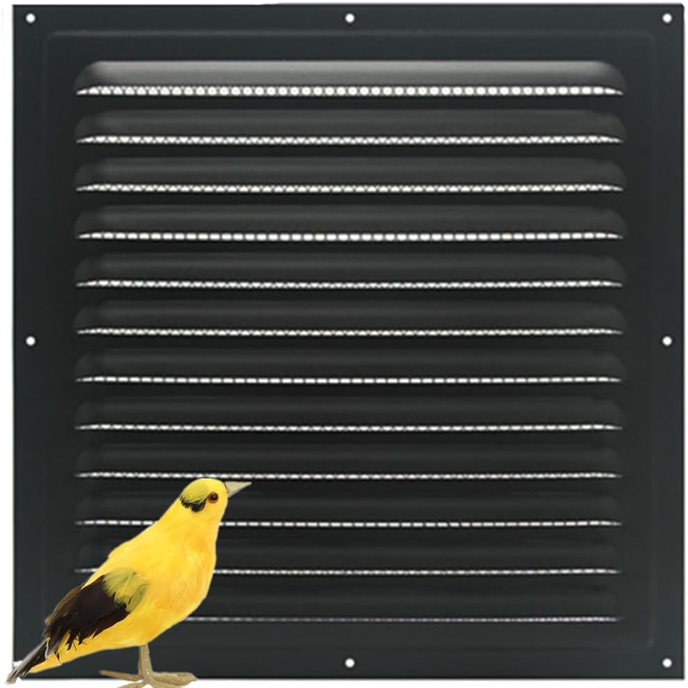 Square Ventilation Grille,Granmagazz Black Vent Cover, Black Metal Square Ventilation Grille Stainless Steel Air Vent Cover for Efficient Home Ventilation 30&times;30CM