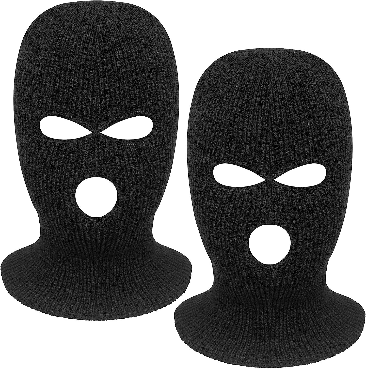 2 Pieces 3-Hole Full Face Mask Cover Ski Mask Winter Balaclava Cap Knitted Face Cover for Winter Outdoor Sports