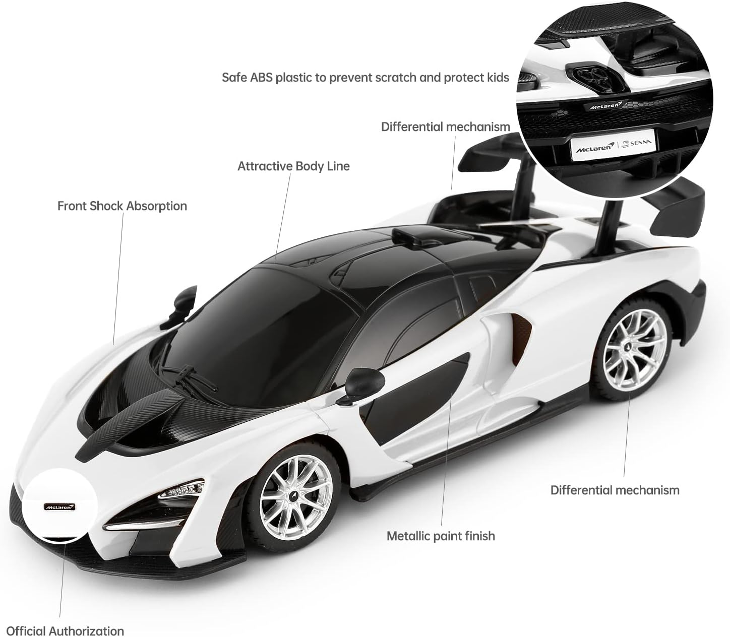 RASTAR RC Toy, Mclaren Senna 1:24 Remote Control RC Car, Mclaren Toy Car for Boys - White image number 4