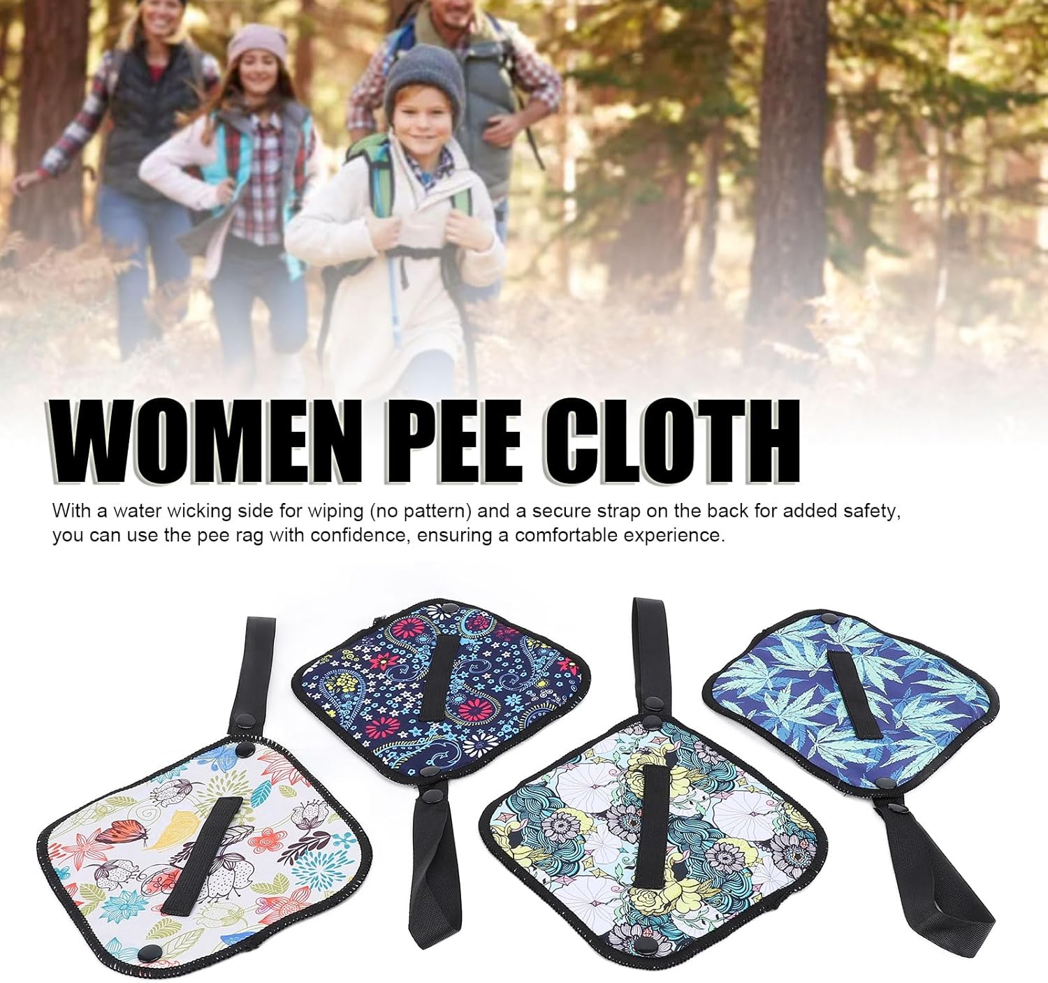 4Pcs Pee Cloth for Women Hiking Camping, Reusable Toilet Paper Washable Absorbent Female Urination Outdoor Pee Pad Travel Camping Backpacking Essential for Women image number 1