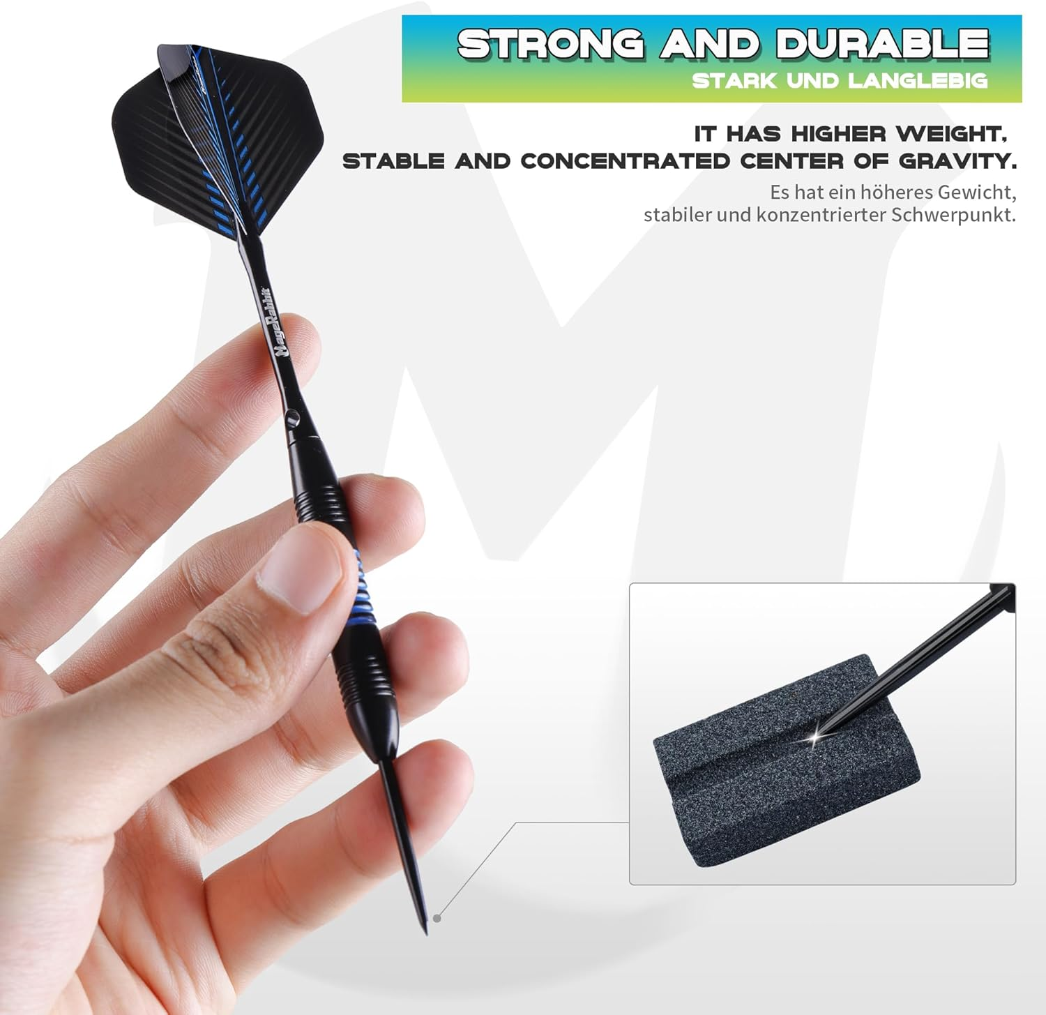 Magerabbit Steel Tip Darts Set 12Pcs,Darts Metal Tip Set with Extra Dart Flights, Shafts & Case | Durable Design for Home, Pubs, Leagues image number 4