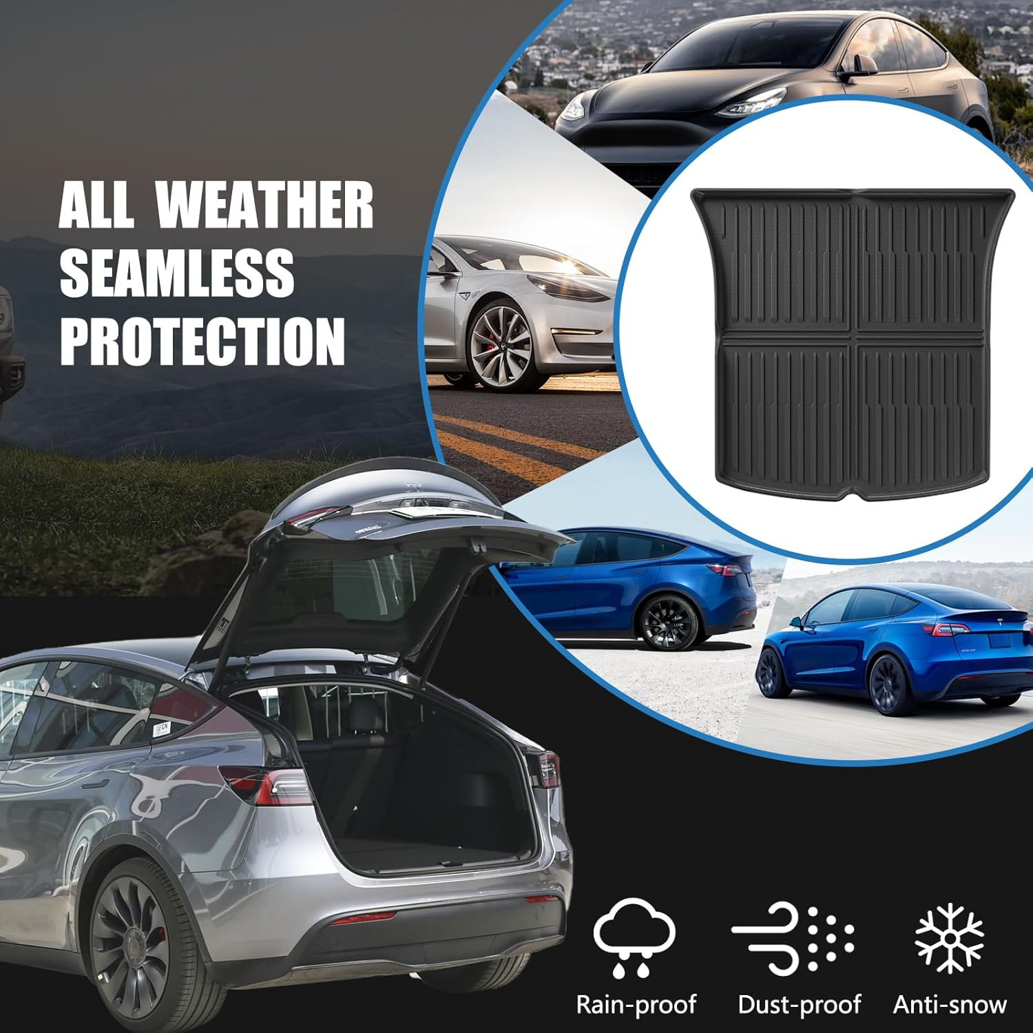 CMPCTR Cargo Mat Boot Liner for Tesla Model Y 2021-Onwards TPE Cargo Liner Heavy Duty Cargo Trunk Mat Luggage Tray Interior Accessories image number 4