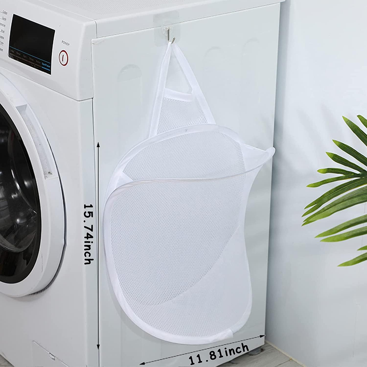 Hanging Laundry Hamper Mesh Laundry Basket Foldable Hamper Collapsible Dirty Clothes Hamper Wall Mounted Storage Bag image number 2