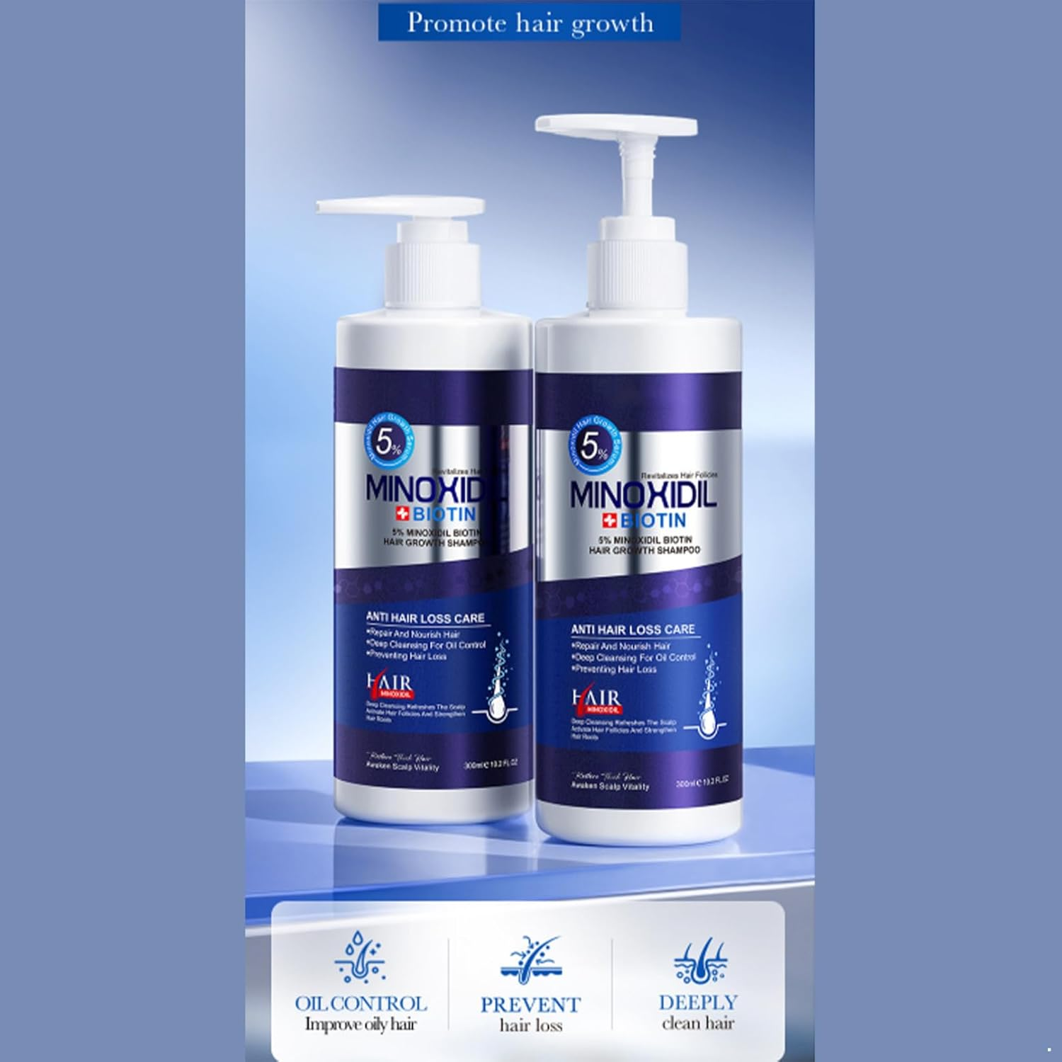 Iiniim Daily Volumizing Shampoo - Deep Cleans without Stripping, Promotes Fuller, Stronger Hair - Men & Women Blue One Size image number 2