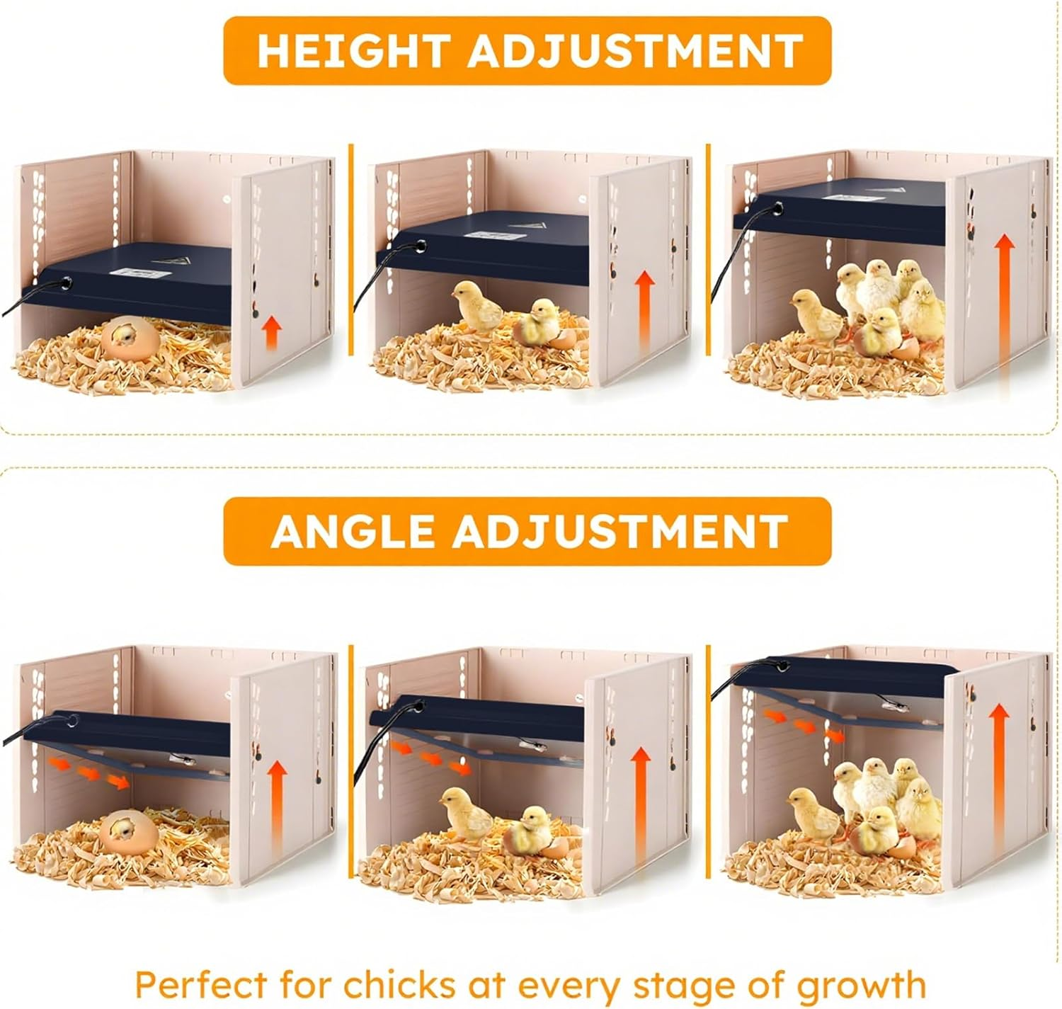 Brooder Heater for Chicks, Three-Sided Windproof Chicks Heating Plate for 15 Chicks, 25W Chicken Brooder Warm with Adjustable Height and Angle Chicken, 26.5 * 27.5Cm Brooder Warm image number 2