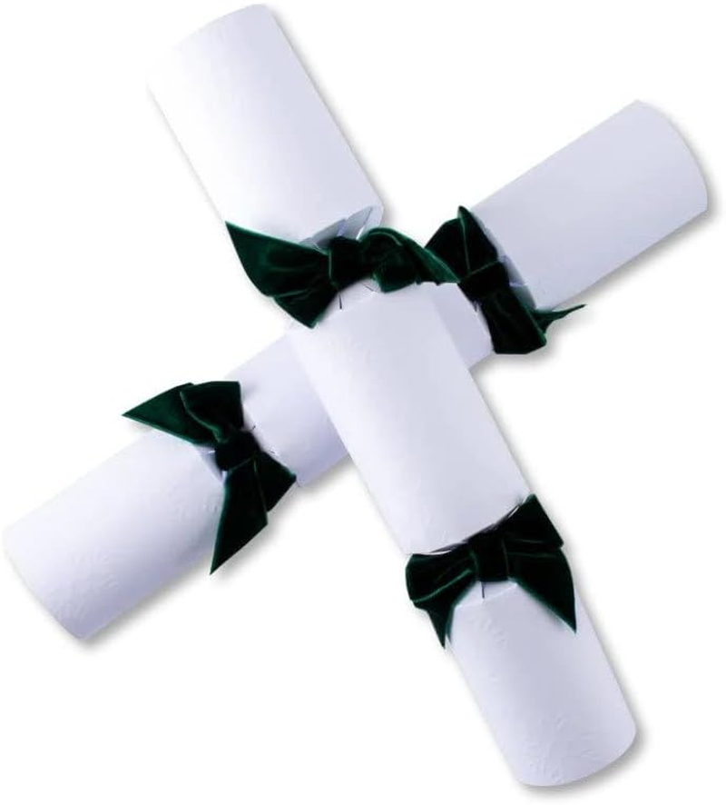 Luxury, Christmas Snowfall | Handmade Crackers | Navy Blue Bow | Pack of 8