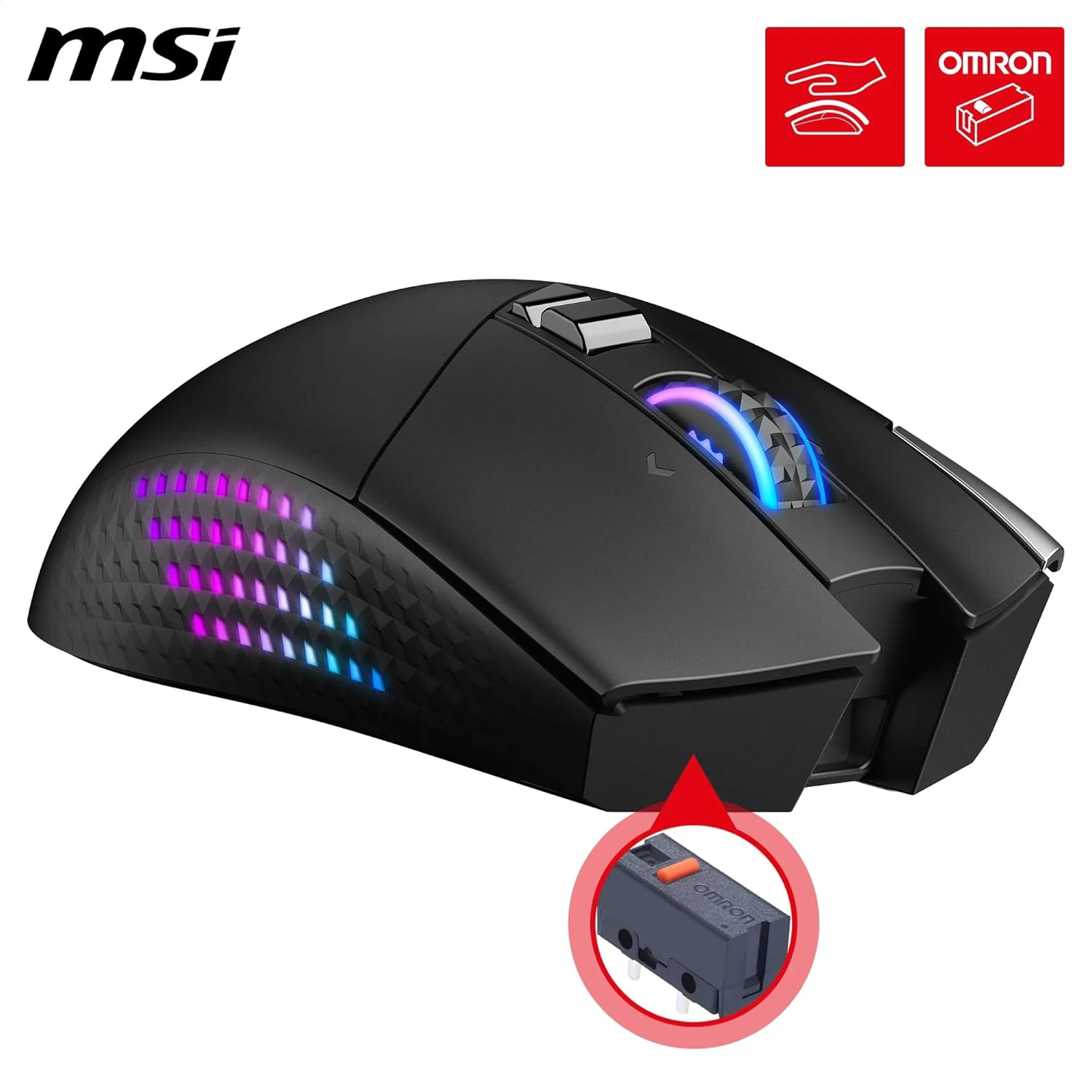 MSI Versa PRO Wireless + Mouse Dock PRO Gaming Mouse - Charging Dock, 26000 DPI Optical Sensor, Right Handed Use, 70 Million Clicks, 80 Hours Battery Life, 97 G - Wired/Wireless image number 3