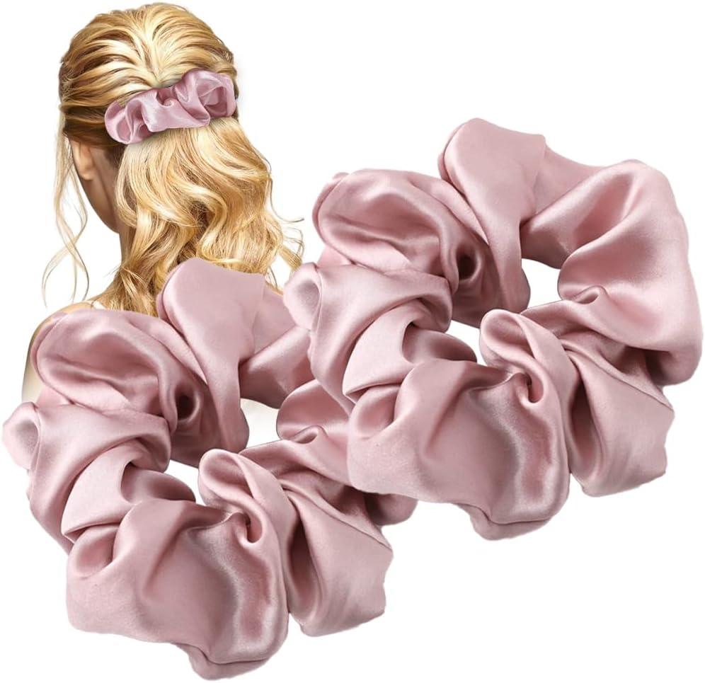 BIRLOZA Pack of 2 Neon Hair Scrunchies, Elastic Bobbles, Large Women'S Hair Bobbles, Ponytail Holder, Women Hair Accessories for Girls Women (Neon Pink) image number 4