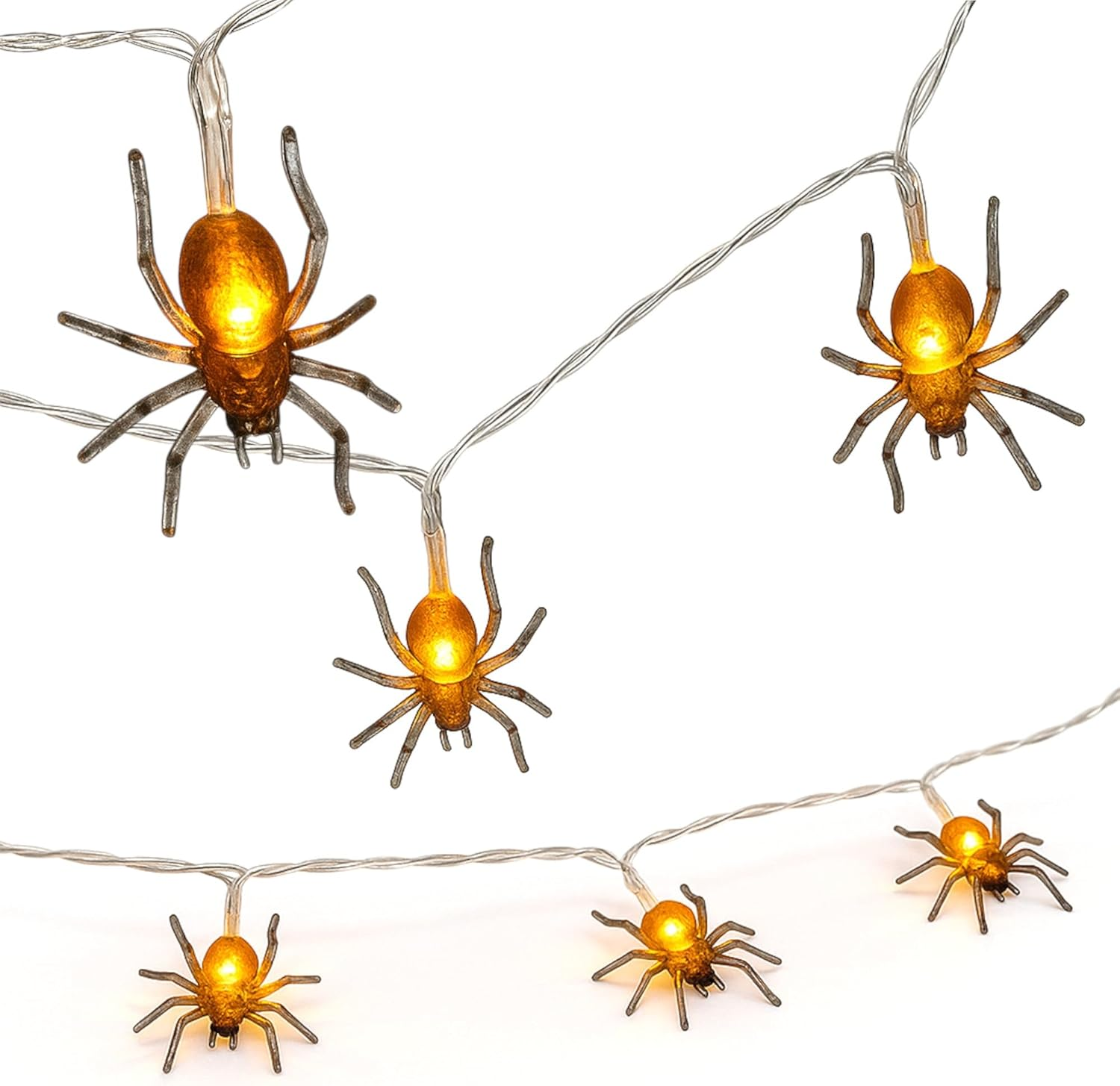 MIJOMA LED Spider Fairy Lights 165 Cm - 10 Warm White Leds - Halloween Decorative Fairy Lights Battery Operated - Party Lights with On/Off Switch for Indoor and Outdoor Use image number 2