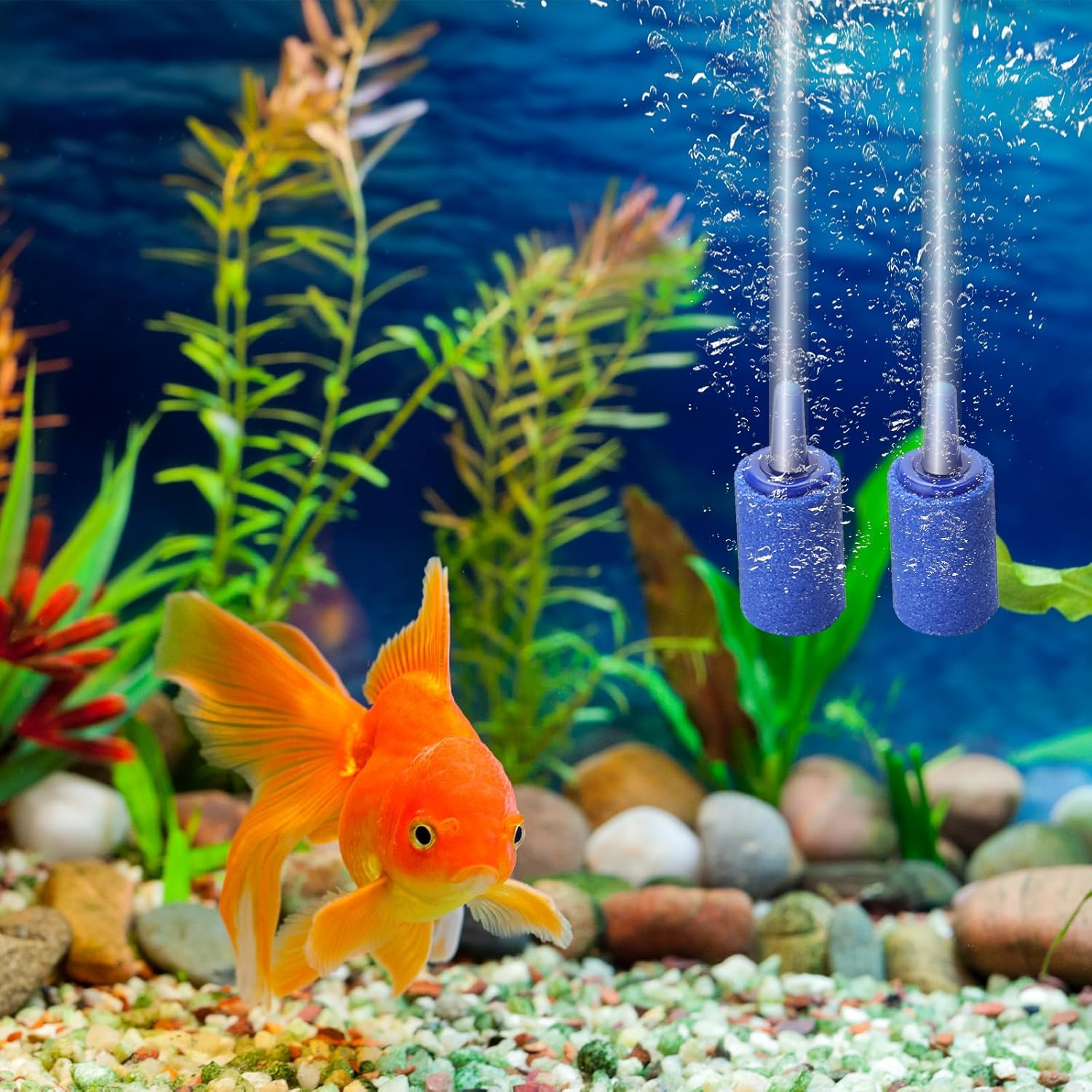 Aquarium Air Pump, 2 * 3L/Min Adjustable Powerful Fish Tank Air Pump, Quiet Fish Tank Oxygen Aerator Pump with Accessories for 1-125 Gallon Tanks