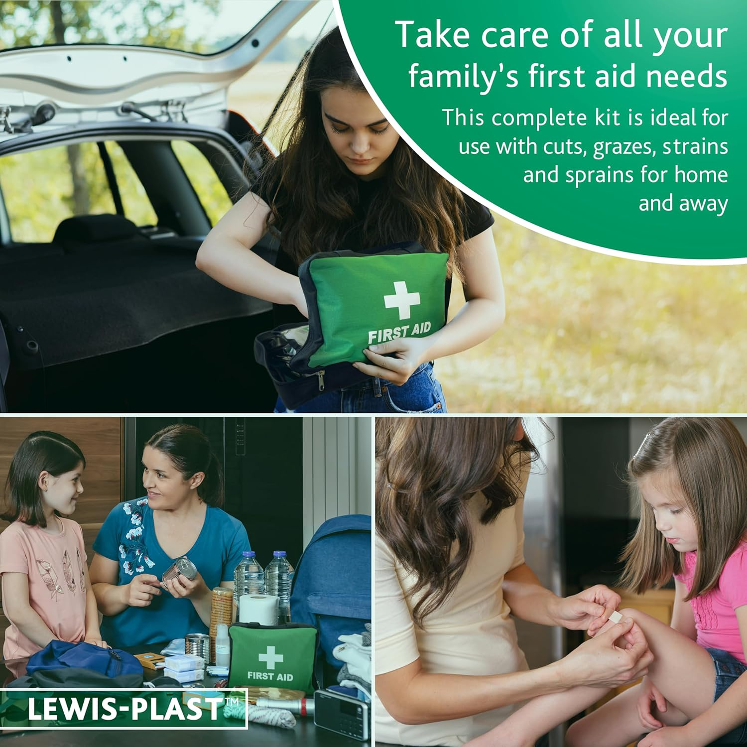 Lewis-Plast First Aid Kit Bag - 309 Piece Survival Kits - Safety Essentials for Travel Car Home Camping Work Hiking Holiday - Pack Supplies - Extra Large image number 5