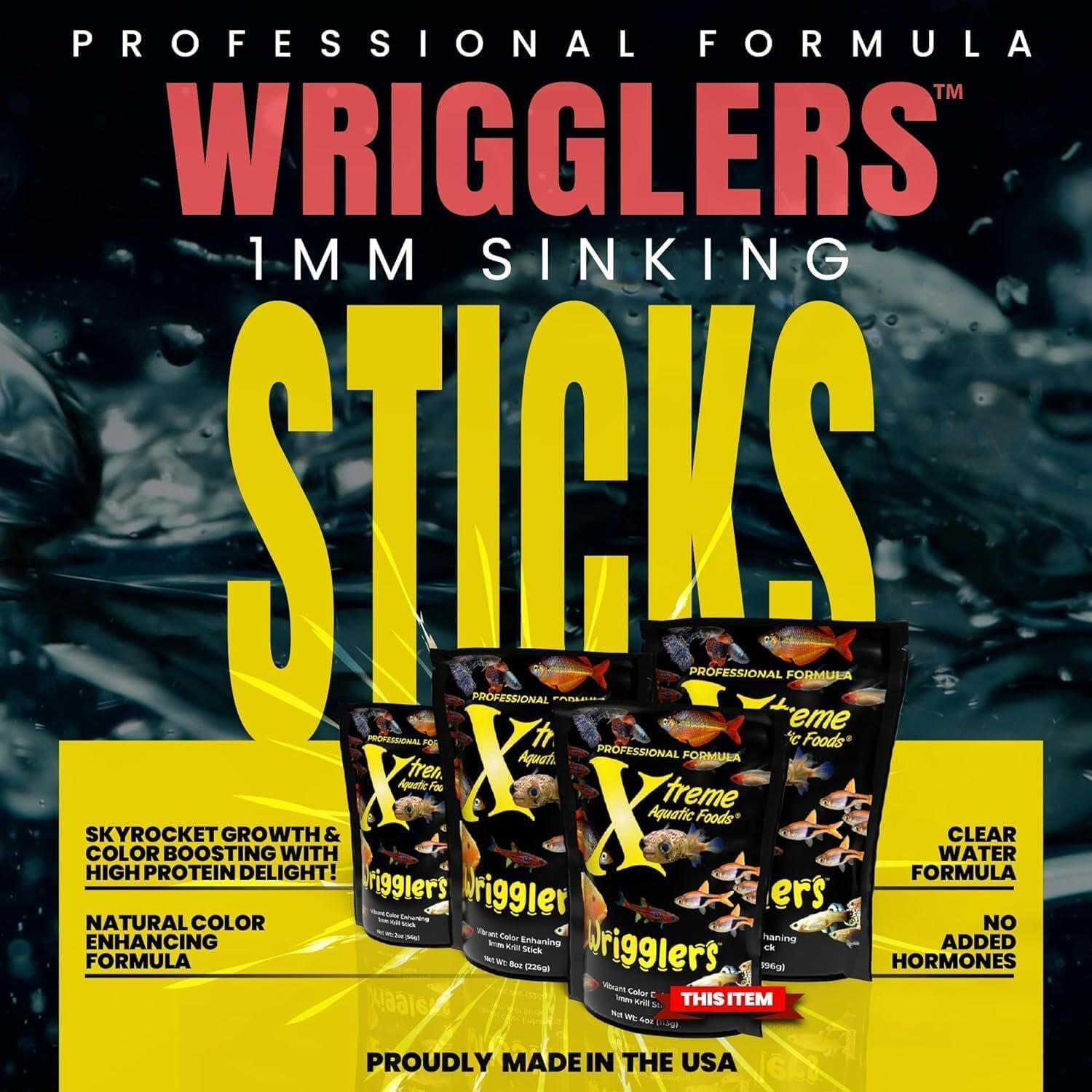 Xtreme Aquatic Foods Wrigglers&reg; 56Gms - 1Mm Slow Sinking Krill Sticks Fish Food image number 1
