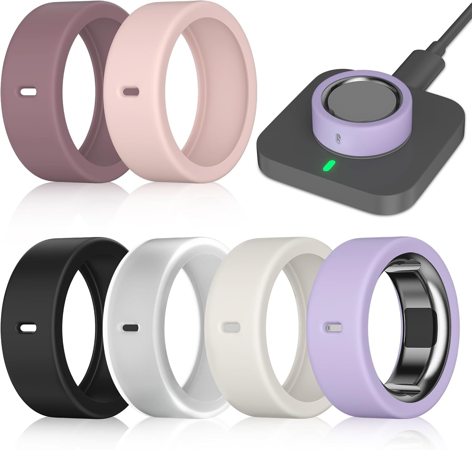 ZOOROO Rings Cover Compatible with Oura Ring Gen 4/4 Ceramic/Gen 3/Ultrahuman Ring, Surport Charging with Cover On, Anti-Scratch Elastic Silicone Rings Protector Case for Men Women Working Out Gym, L image number 5