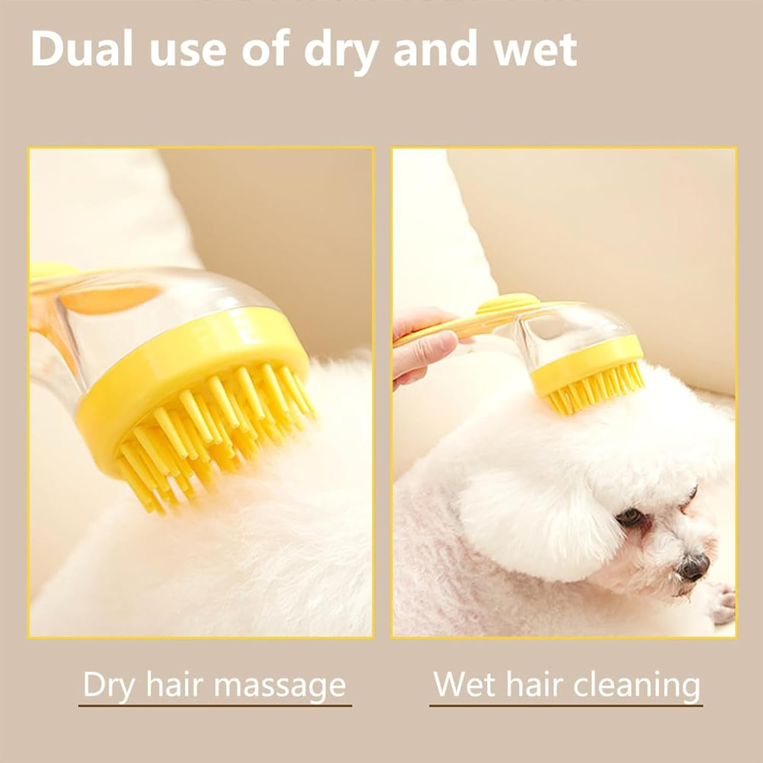 Yeanifeana Pet Bath Brush with Soap Dispenser, 2-In-1 Silicone Dog Cat Bathing Tool, Long Handle Soft Massage Grooming Brush for Dogs Cats Bath Tim (Green) image number 1