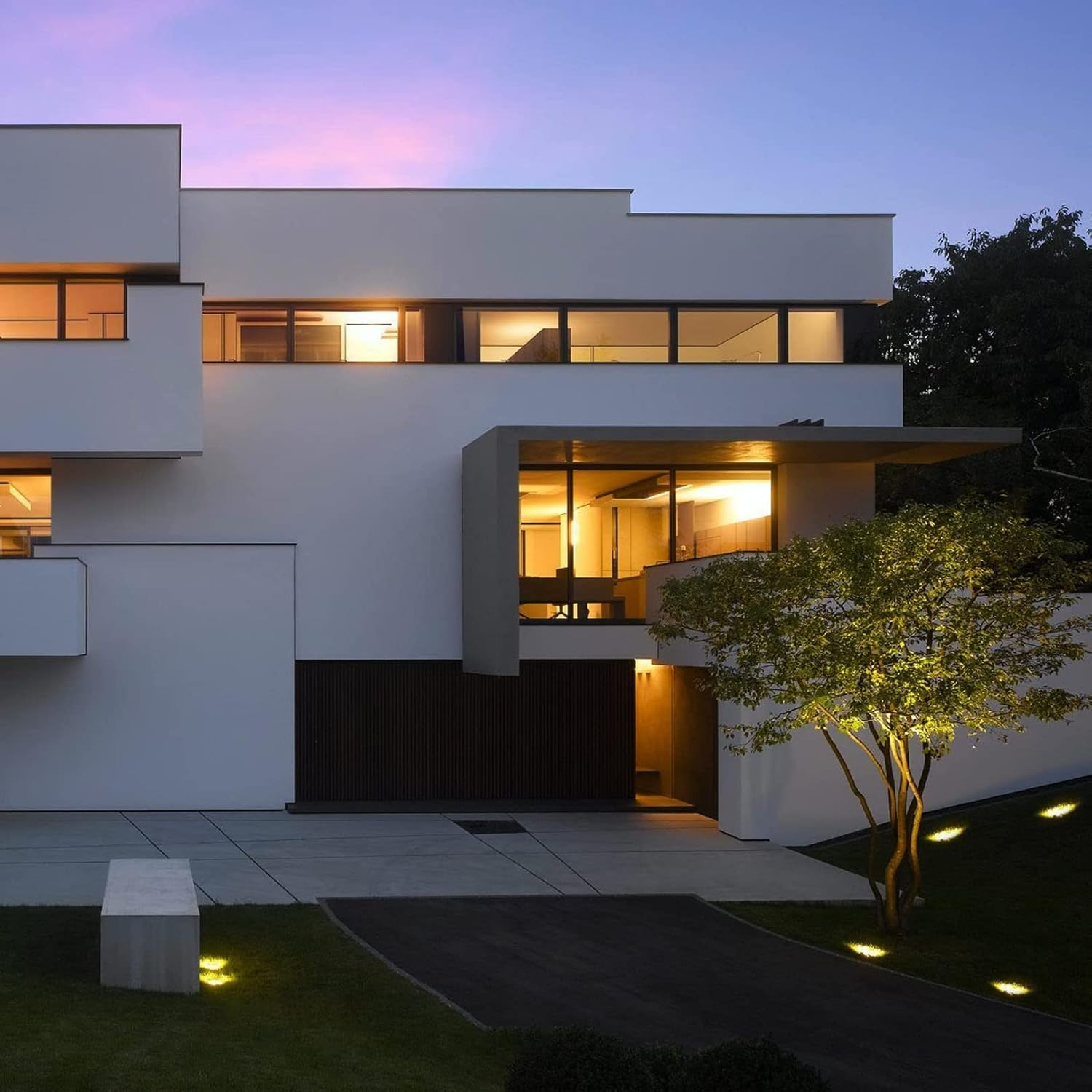 4Pcs 3W LED Ring Fountain Light, In-Ground Lights, Waterproof Lawn Lights, Garden Terrace Lights, for Deck,Step,Yard, Garden(Warm White,3W(100-240V)) image number 2