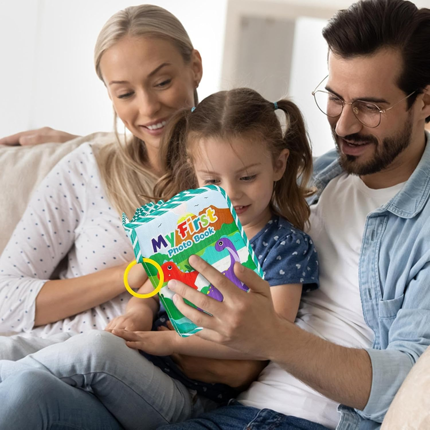 Baby Photo Albums | Baby First Cartoon Memory Photo Book,Educational Portable Picture Album with Safe Mirror for Birthday Holiday Family Moments image number 2