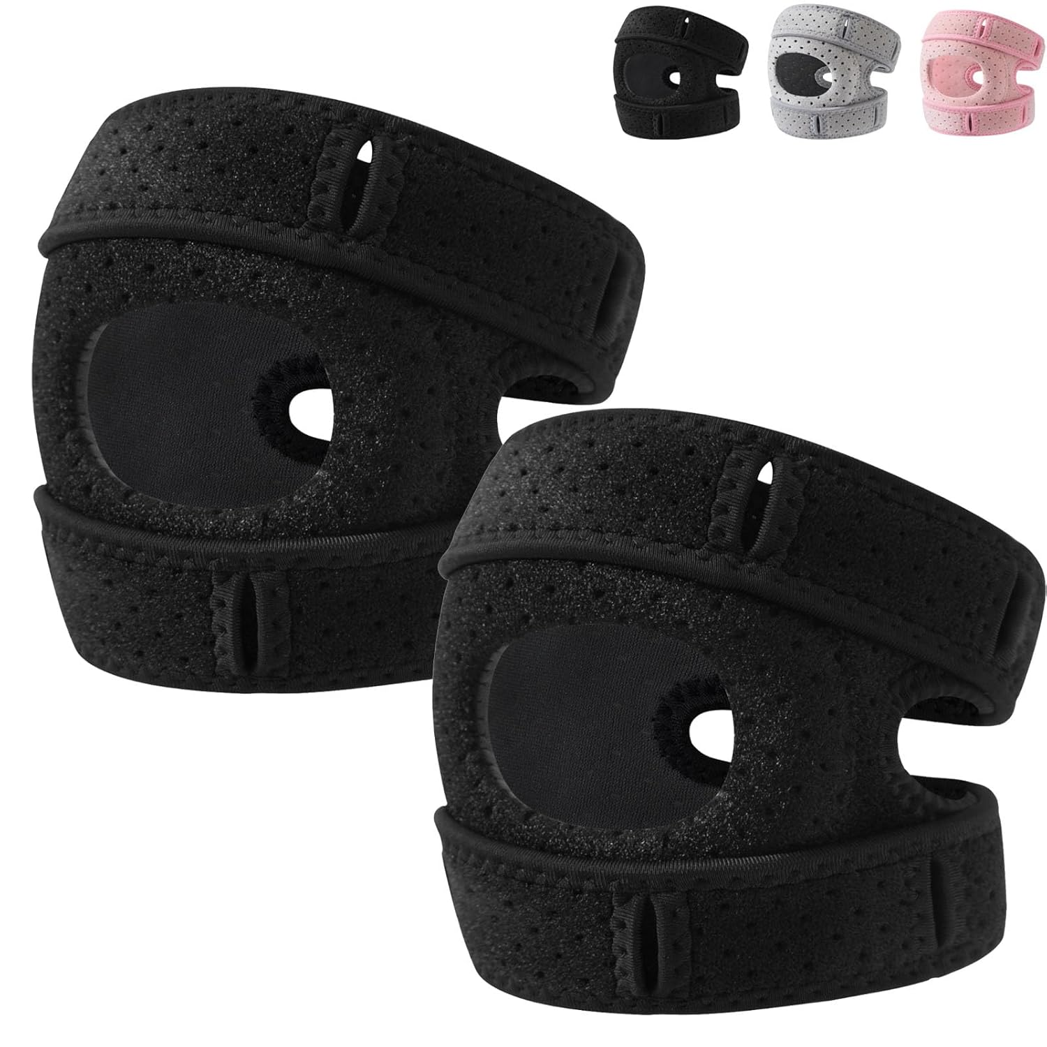 Wellknee Knee Brace 2 Pack &ndash; Adjustable Patellar Support with Tendon Pad &ndash; Relieves Knee Pain, Supports Joint Alignment, for Men & Women, Arthritis, Meniscus, Sports & Running (Grey,L)