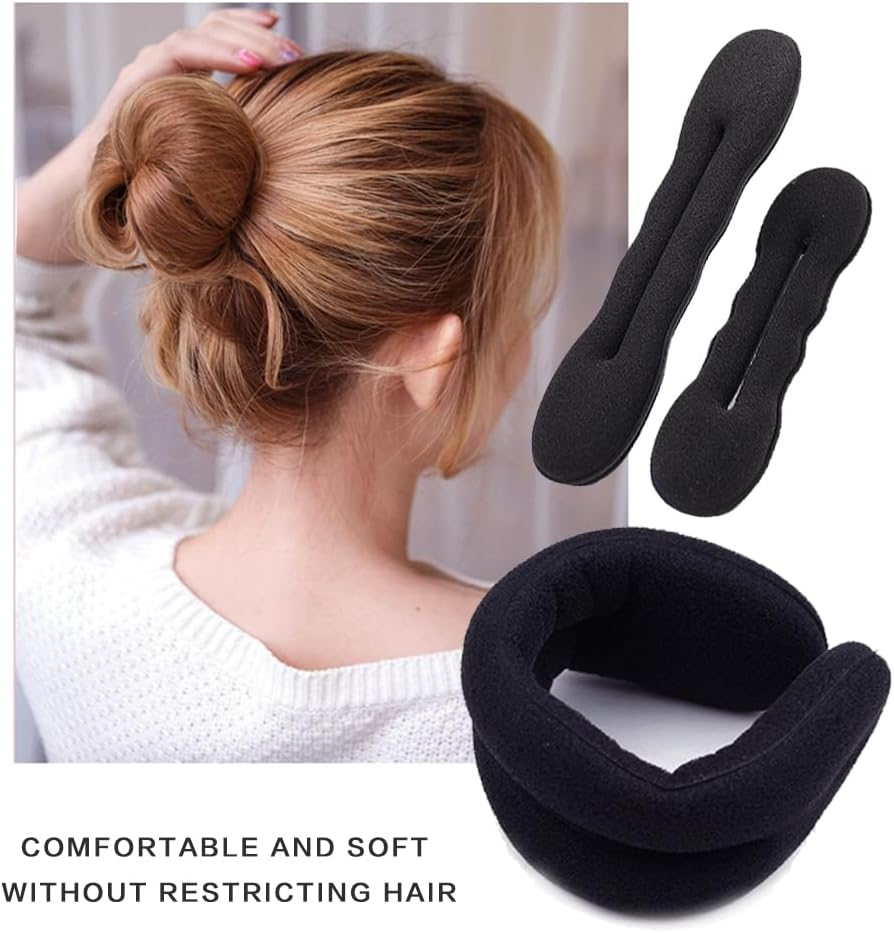 Visxcnu Pack of 4 Magic Hair Buns, 2 Large and 2 Small, Hair Bun Maker, Upgraded Hair Holder, Sponge Clips, Hair Styling Doughnut Bun Hair Twist Curler Donut Tools image number 5