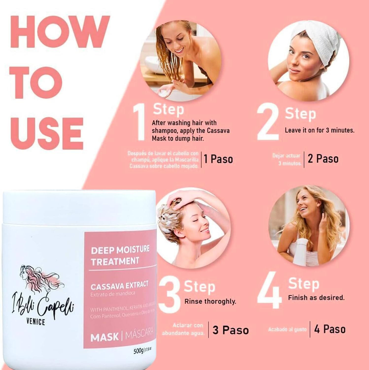 Ibelli Capelli Venice Cassava Extract Argan Oil Hair Mask (17.6 Oz (500 Ml)) image number 4