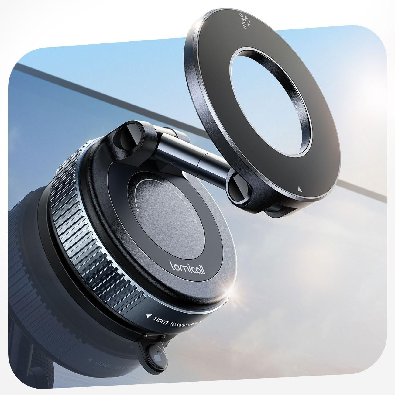 Lamicall Car Phone Holder Mount - [70 LBS Strongest Suction] for Safe Mag Car Mount, 360&deg; Adjustable Suction Cup Phone Mount Dashboard Windshield Vacuum Magnetic Phone Holder Fit Iphone 17 16 Pro Max image number 2