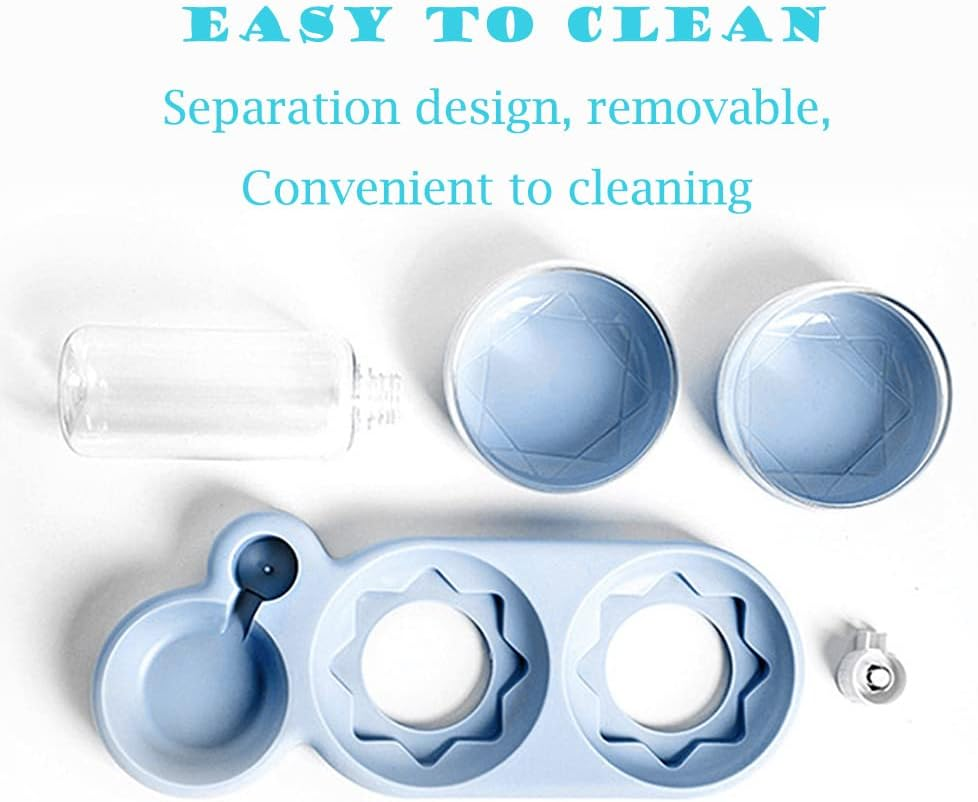 Raised Cat Bowls, 15&deg; Tilted Cat Puppy Food and Water Bowl Set with Automatic Water Dispenser Bottle Cat Dish for Cat Small Medium Dogs/61 image number 2