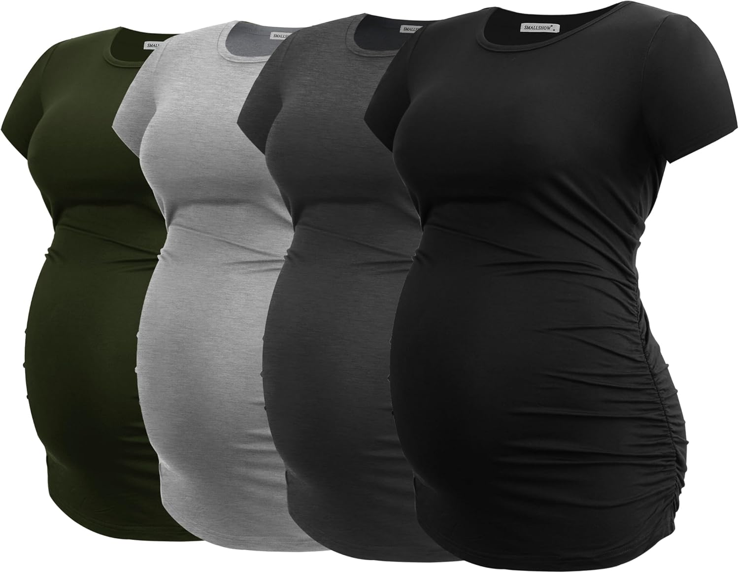 Smallshow Women'S 4 Pack Maternity Shirts Short Sleeve Pregnancy Tops Clothes