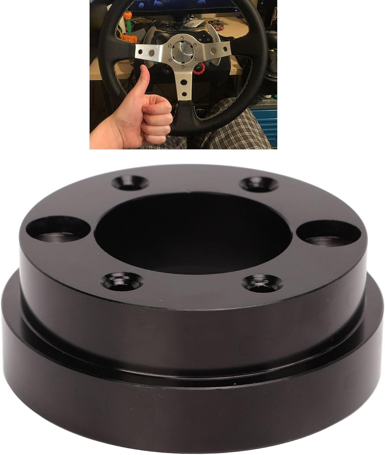 Steering Wheel Hub Adapter, 70Mm Aluminium Alloy Steering Wheel Adapter Sturdy and Steering Wheel Adapter Plate for G25 G27 G29 G920 13 14In Steering Wheel image number 1