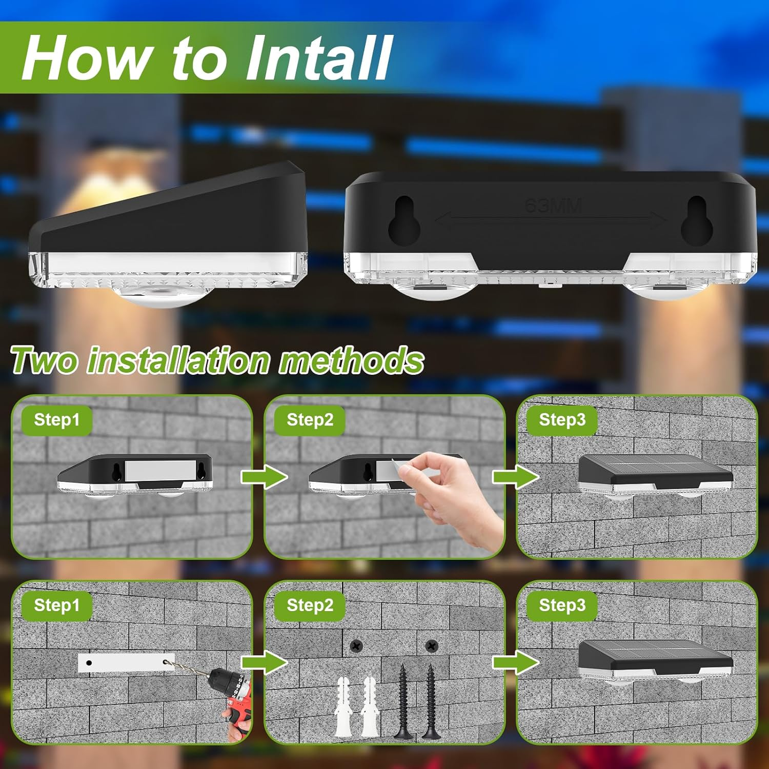 Jetuvlie Solar Fence Lights Outdoor, 8 Pack LED Fence Lights, 3000/4000/6000K 3 Mode, IP65 Waterproof,Solar Wall Lights for Outside, Backyard/Step/Deck Fence/Stair Railing/Patio image number 3