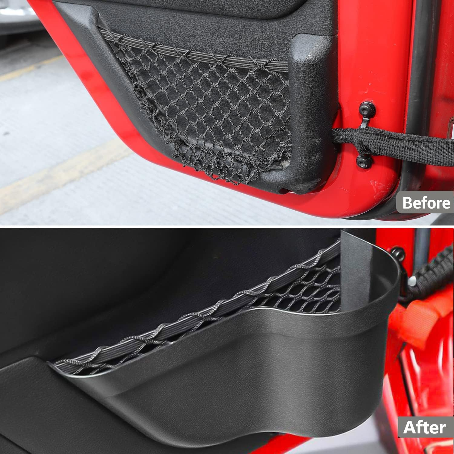 Front Door Side Insert Storage Pockets Box, Driver Passenger Tray Organizer for 2011-2018 Jeep Wrangler JK JKU 2/4 Door, Interior Expansion Accessories image number 5